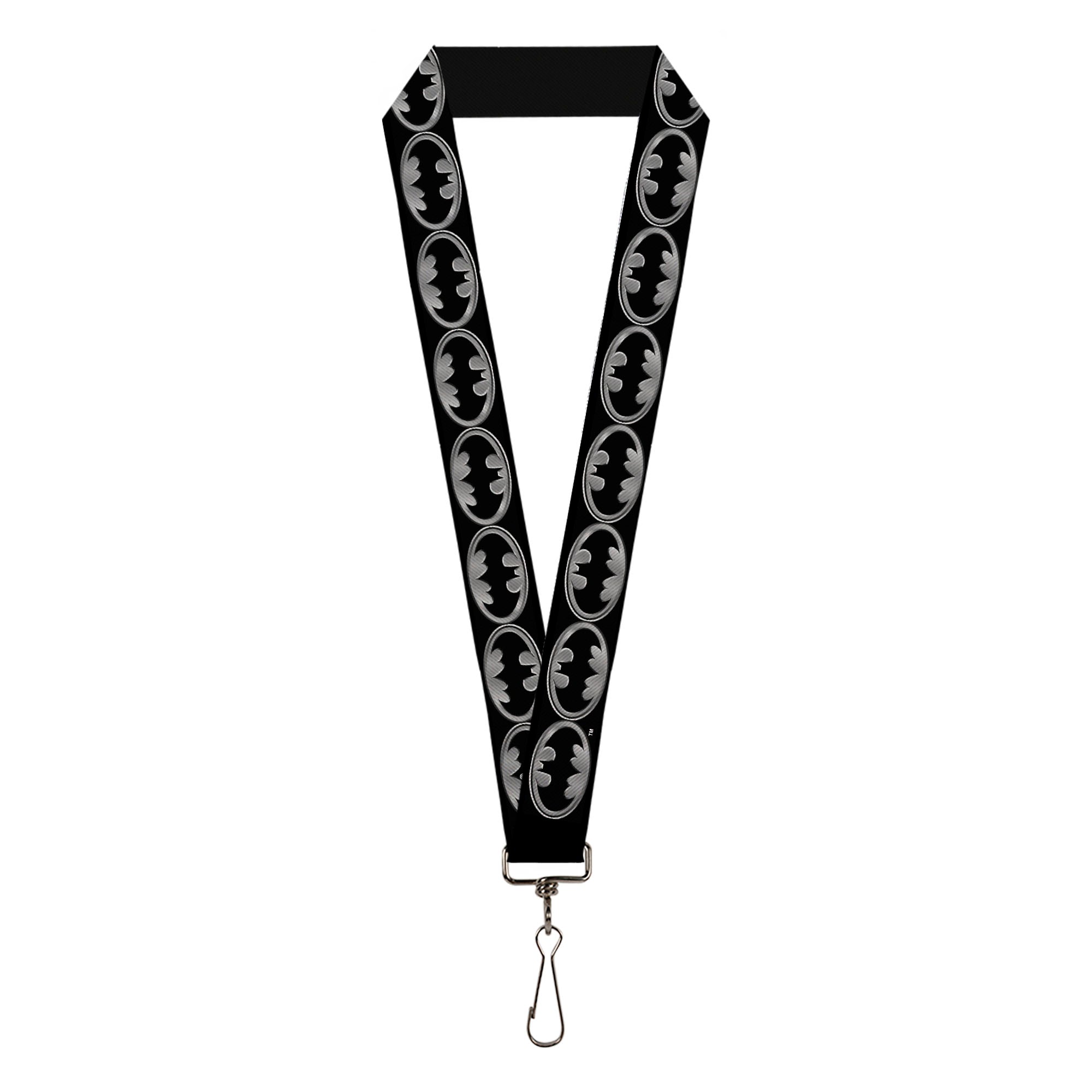 Lanyard - 1.0" - Batman Shield Black Silver Lanyards DC Comics