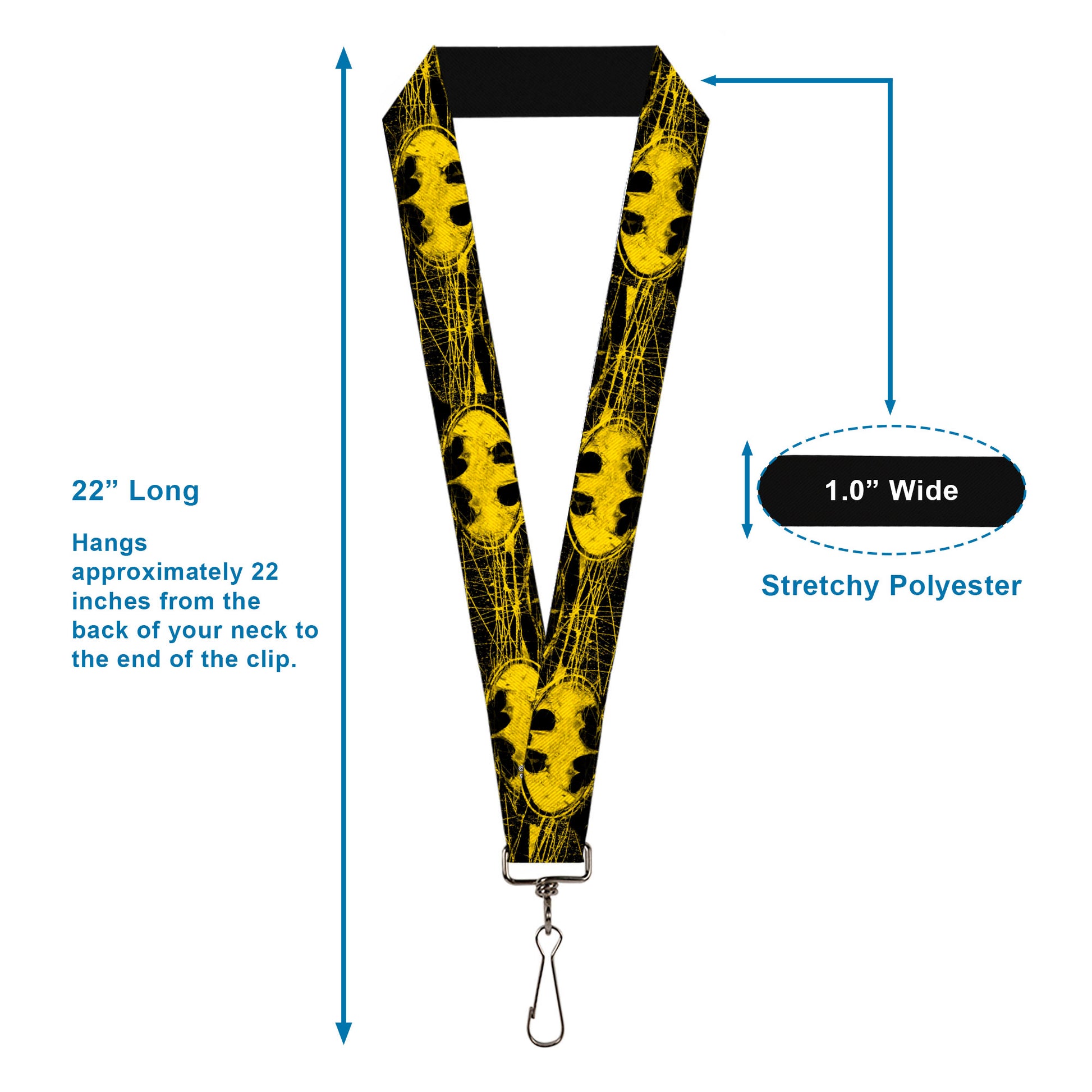 Lanyard - 1.0" - Batman Shield CLOSE-UP Sketch Black/Yellow Lanyards DC Comics