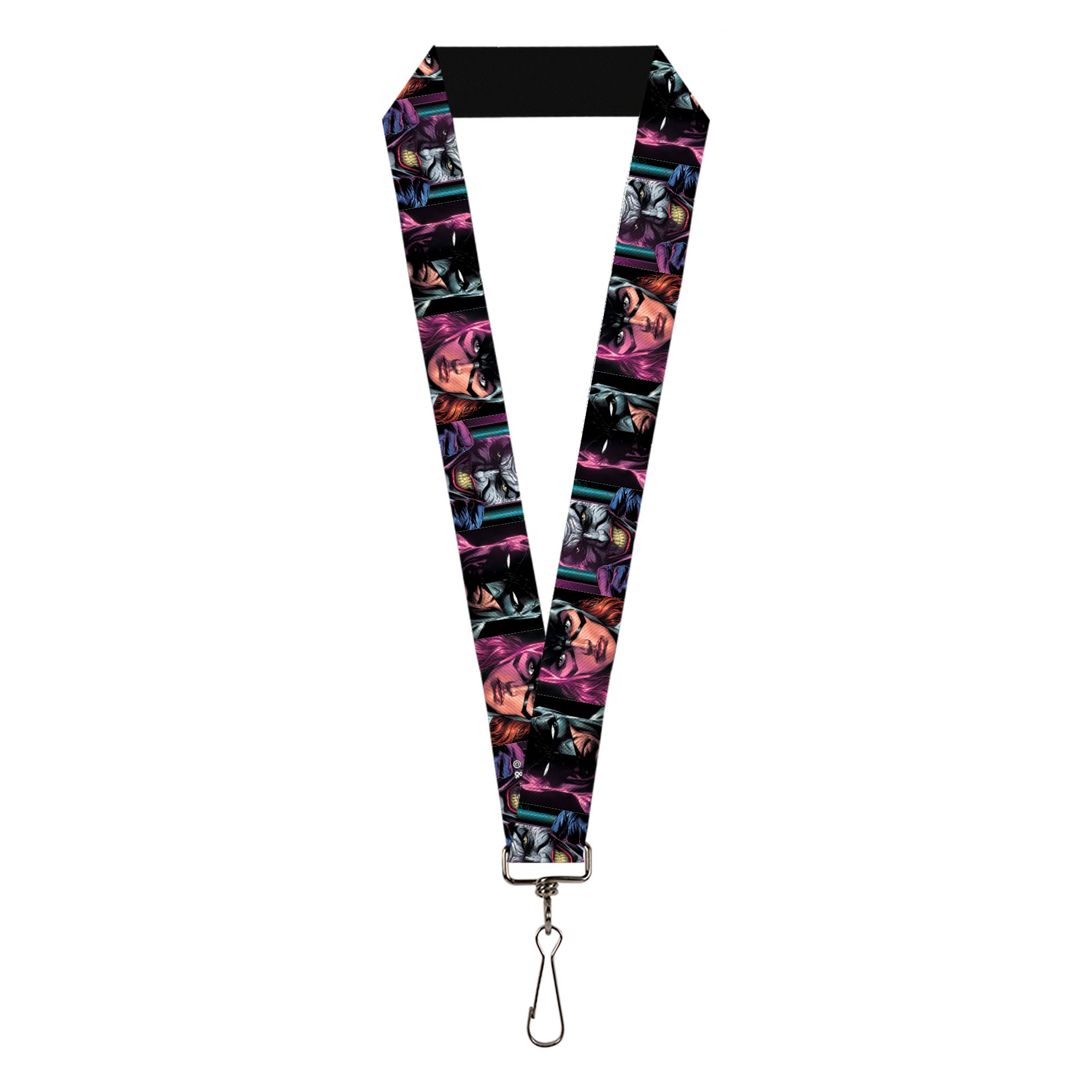 Lanyard - 1.0" - Batman Batgirl and Joker Comic Book Cover Face Close-Ups Black Lanyards DC Comics