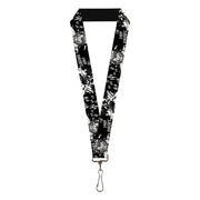Lanyard - 1.0" - Batman THE DARK KNIGHT and Joker Smiling Sketch Close-Ups Black/White Lanyards DC Comics