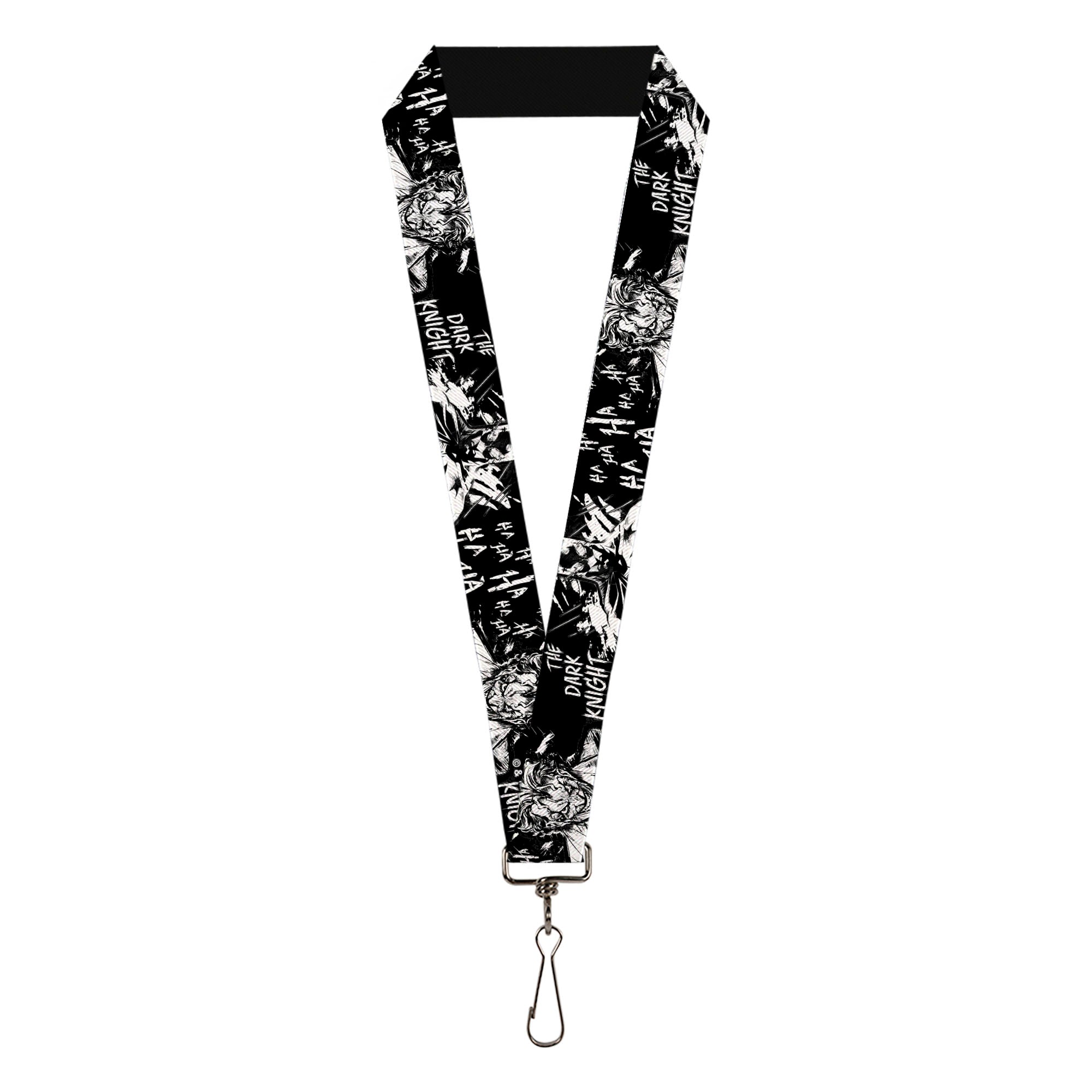 Lanyard - 1.0" - Batman THE DARK KNIGHT and Joker Smiling Sketch Close-Ups Black/White Lanyards DC Comics