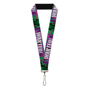 Lanyard - 1.0" - THE JOKER WANTED Smiling Pose and Graffiti Purples/Greens Lanyards DC Comics