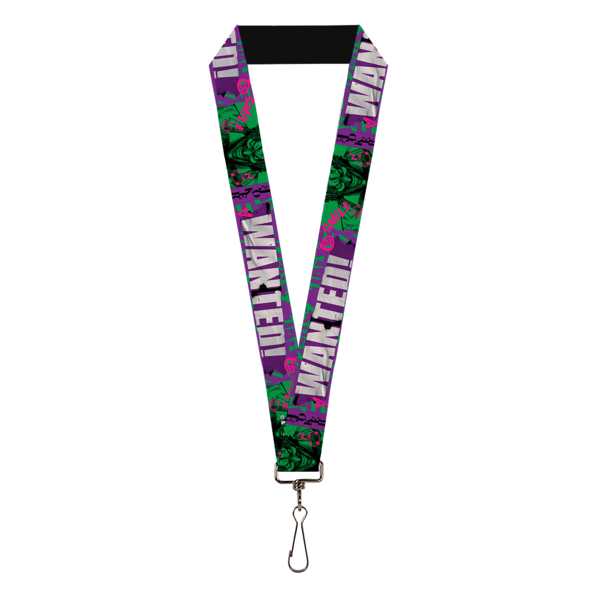 Lanyard - 1.0" - THE JOKER WANTED Smiling Pose and Graffiti Purples/Greens Lanyards DC Comics