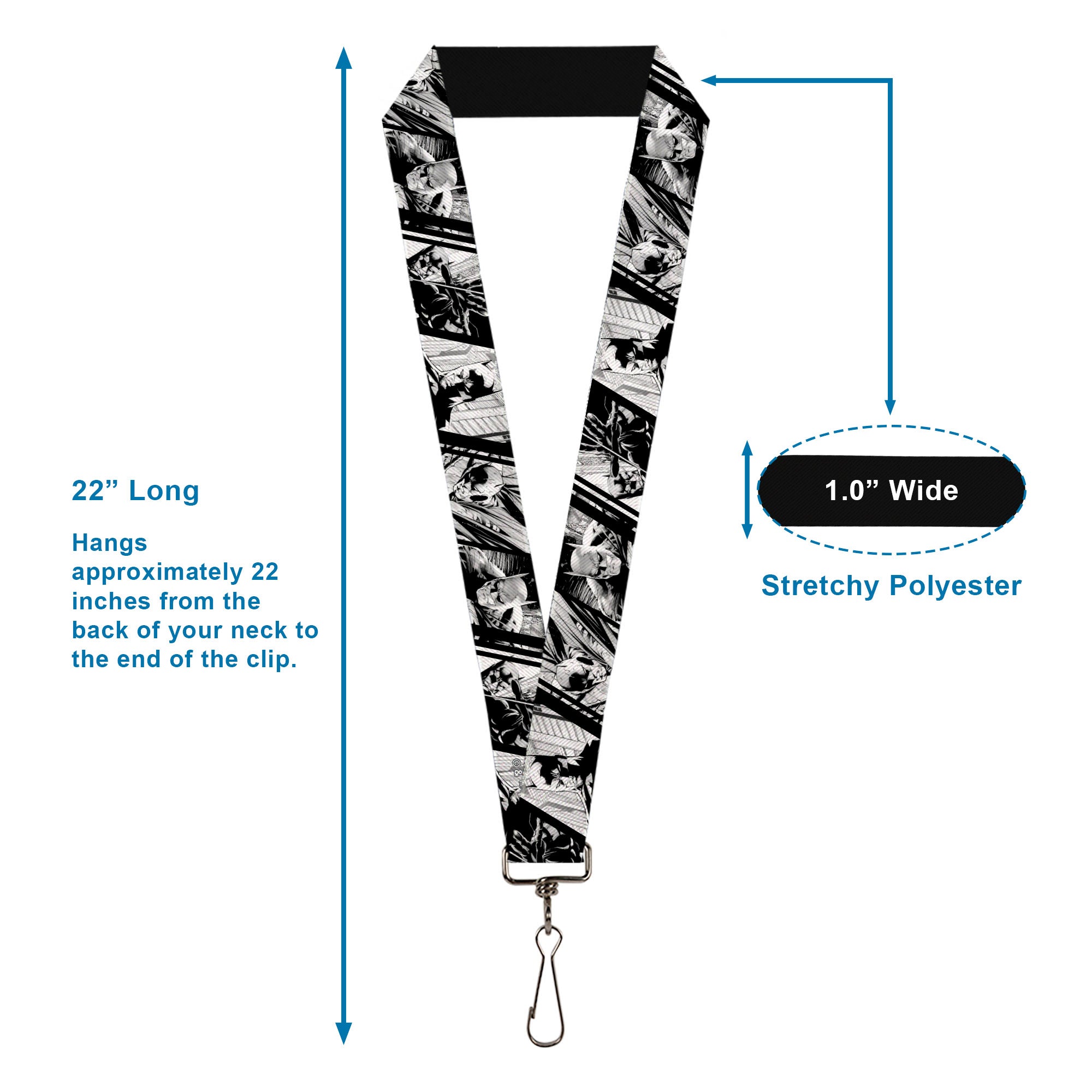 Lanyard - 1.0" - Batman Hush Pose Sketches Black/White Lanyards DC Comics