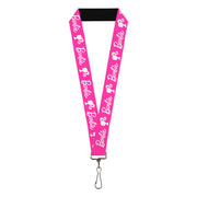 Lanyard - 1.0" - BARBIE Script Signature Logo and Silhouette Hot Pink/White Lanyards Barbie