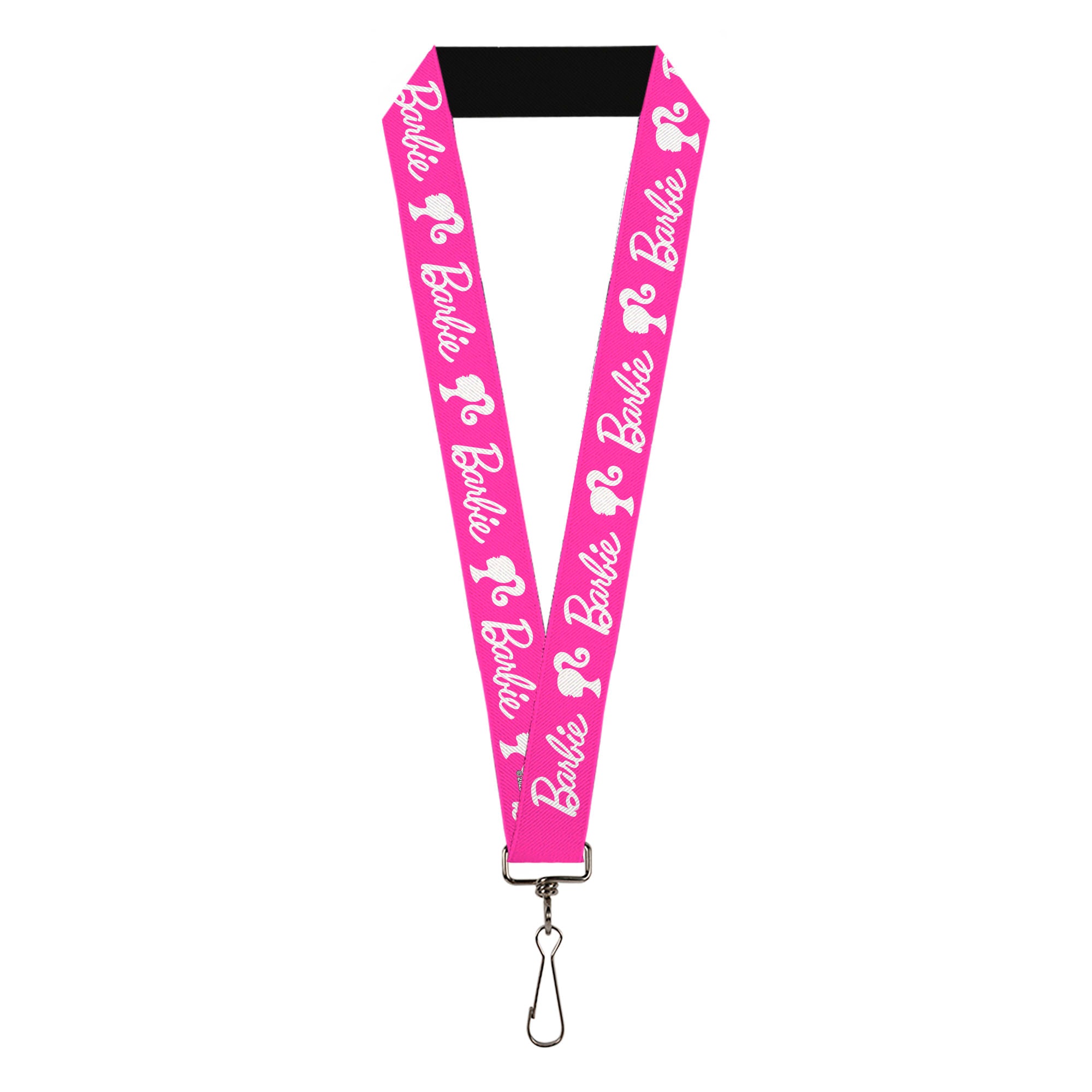 Lanyard - 1.0" - BARBIE Script Signature Logo and Silhouette Hot Pink/White Lanyards Barbie