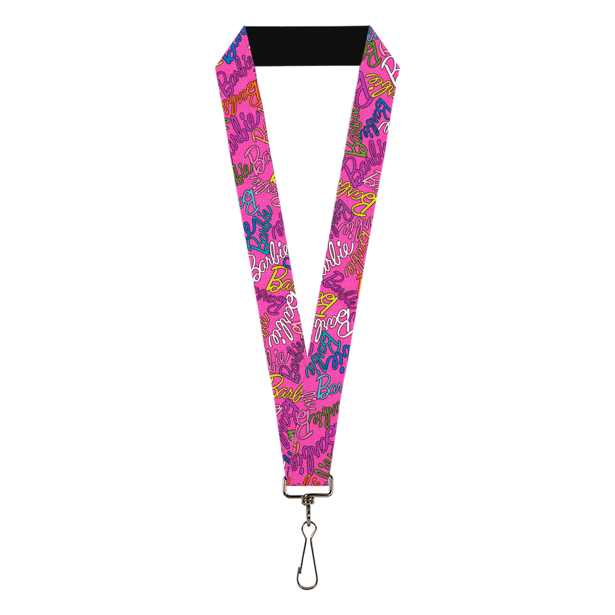 Lanyard - 1.0" - BARBIE Script Signature Scattered Pink/Multi Color Lanyards Barbie