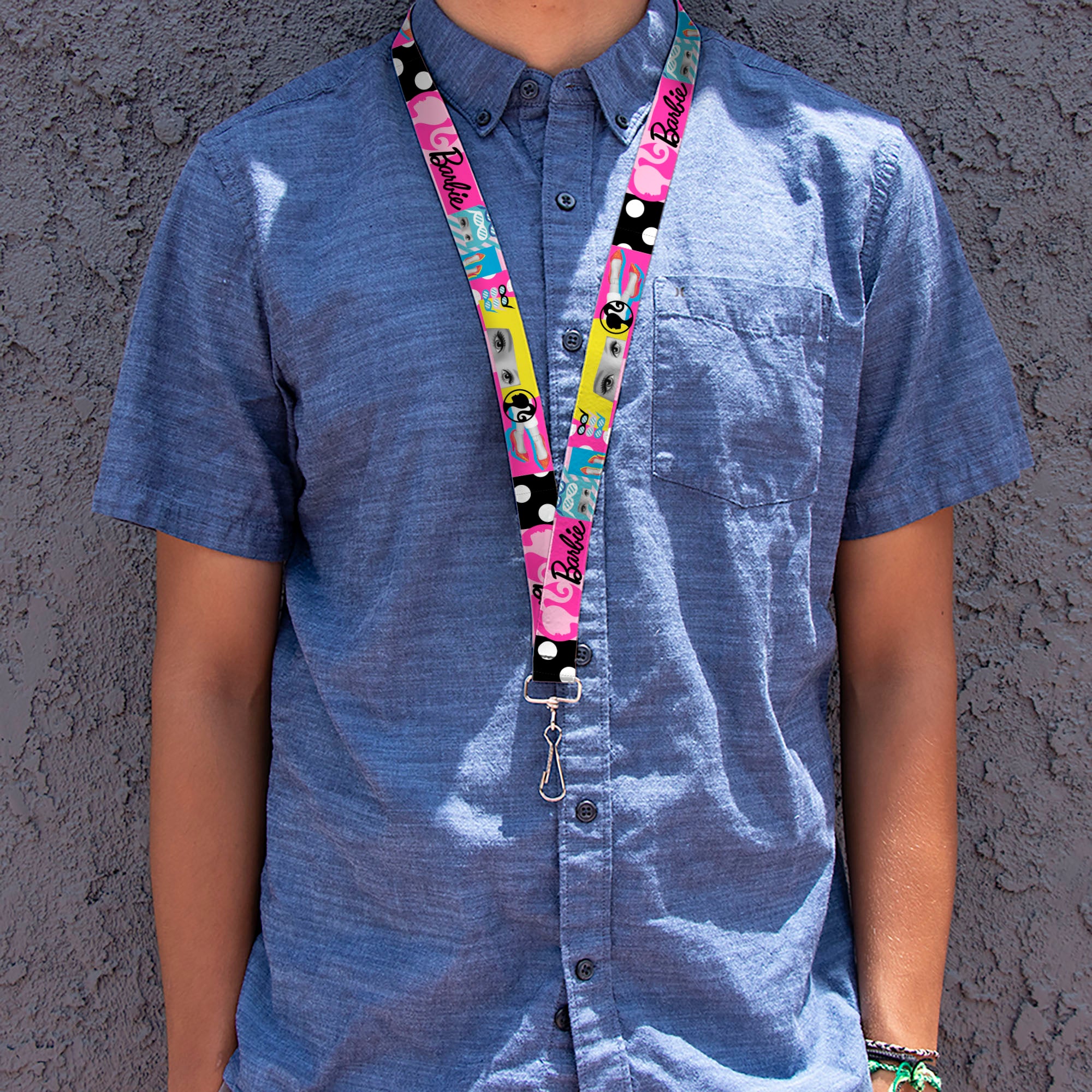 Lanyard - 1.0" - BARBIE Accessory Icons Collage Multi Color Lanyards Barbie