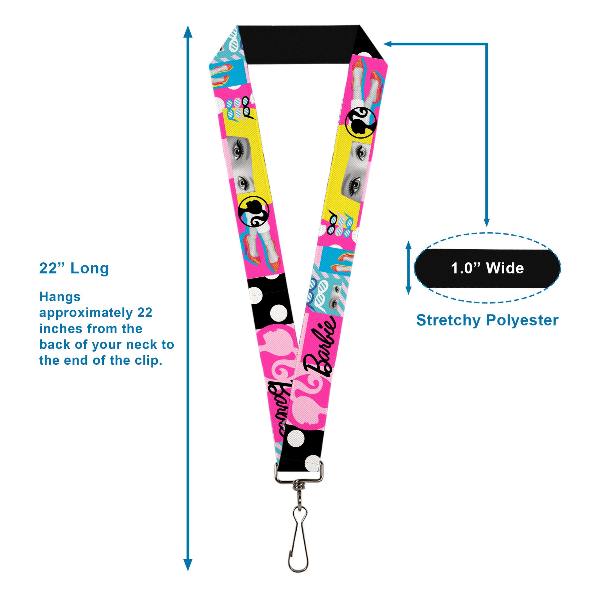 Lanyard - 1.0" - BARBIE Accessory Icons Collage Multi Color Lanyards Barbie