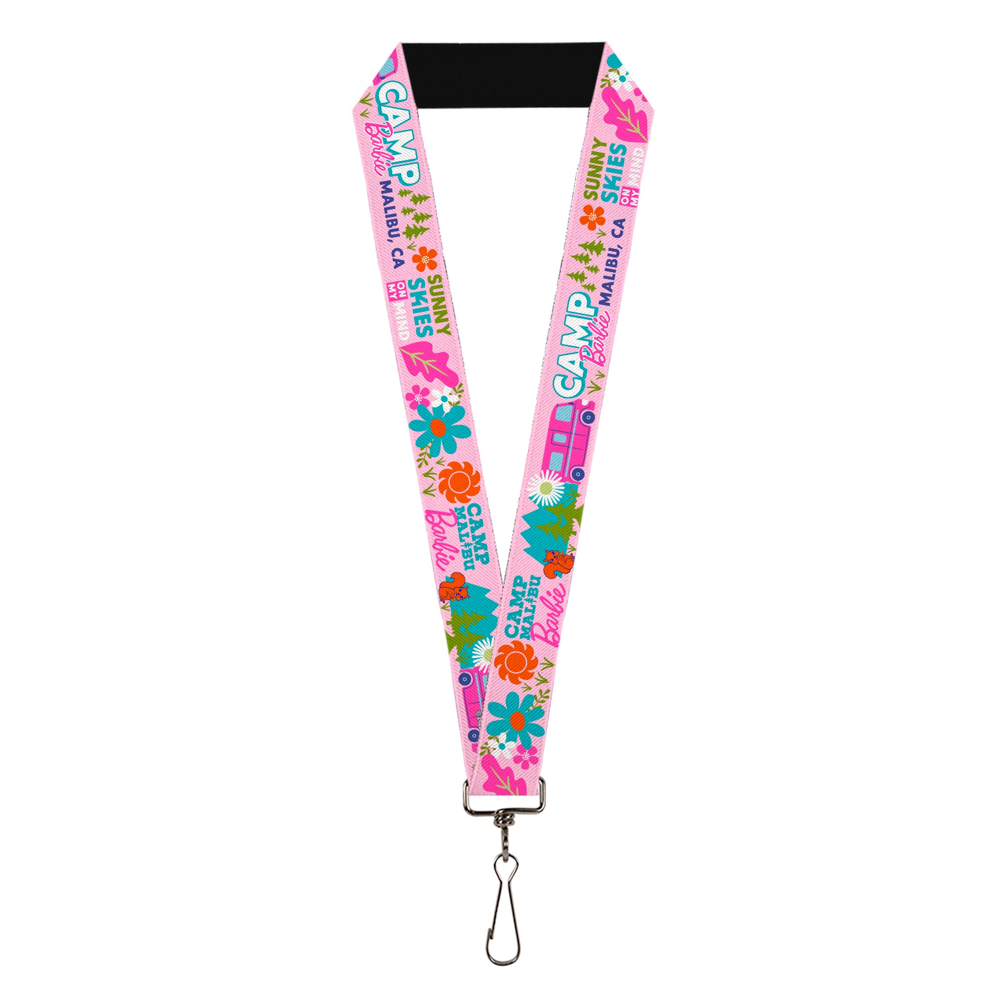 Lanyard - 1.0" - CAMP BARBIE MALIBU Icons Collage Pink/Multi Color Lanyards Barbie
