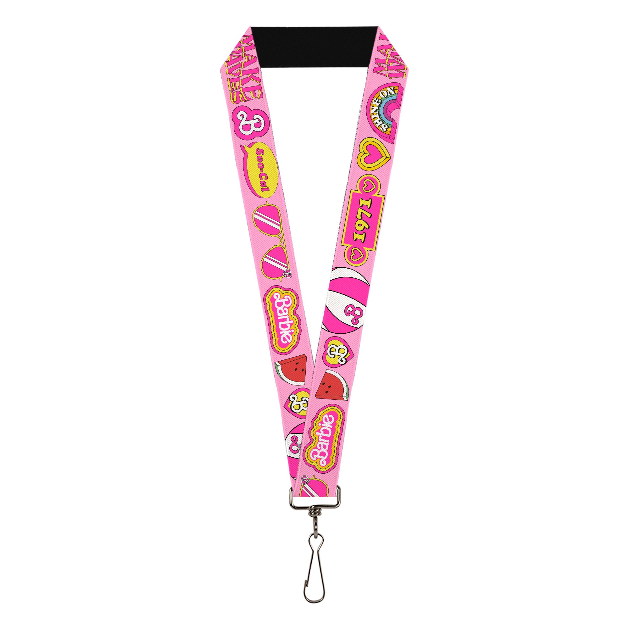 Lanyard - 1.0" - Malibu Barbie 1971 Icons and Quotes Pinks/Yellows Lanyards Barbie