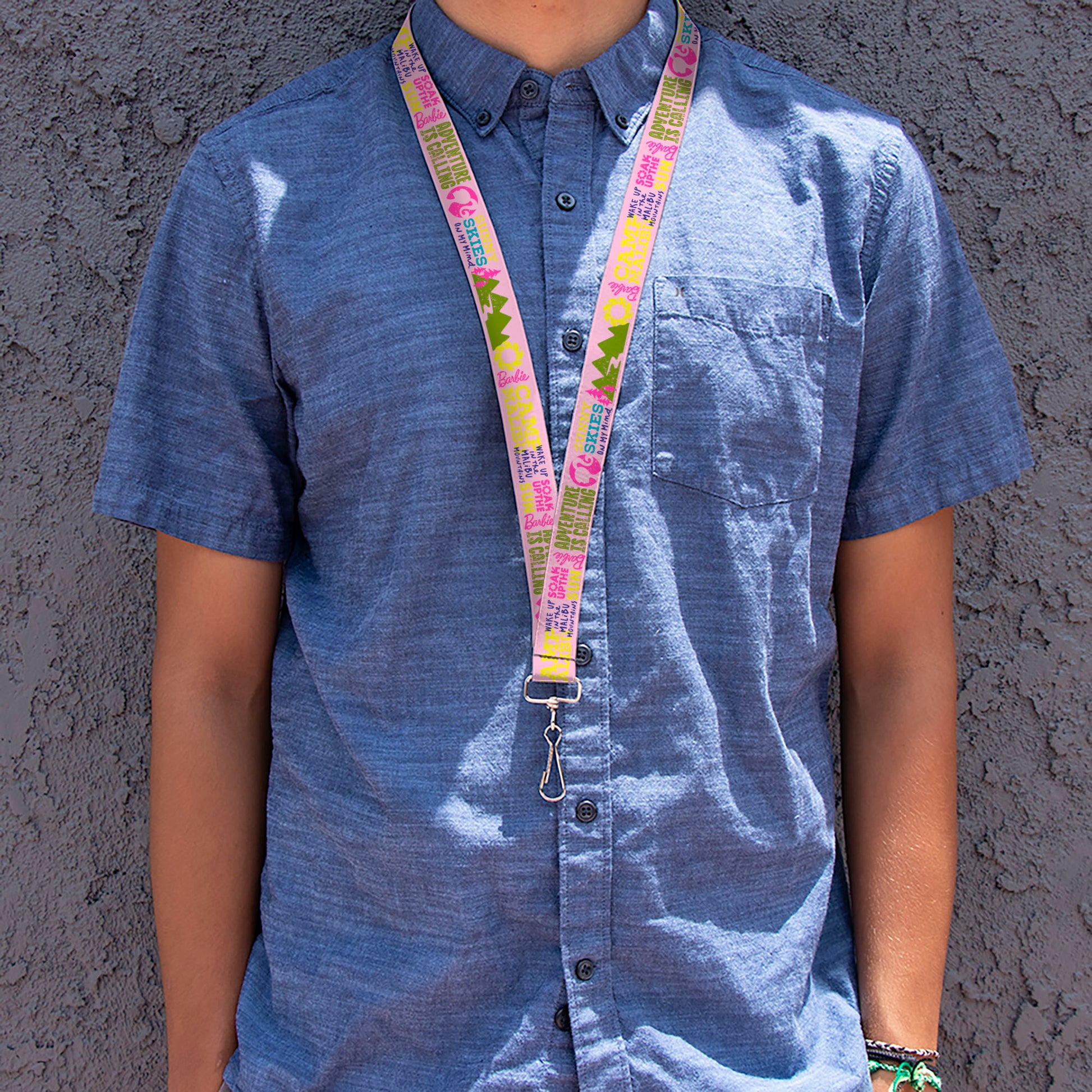 Lanyard - 1.0" - Barbie CAMP MALIBU Quotes and Icons Pink/Multi Color Lanyards Barbie