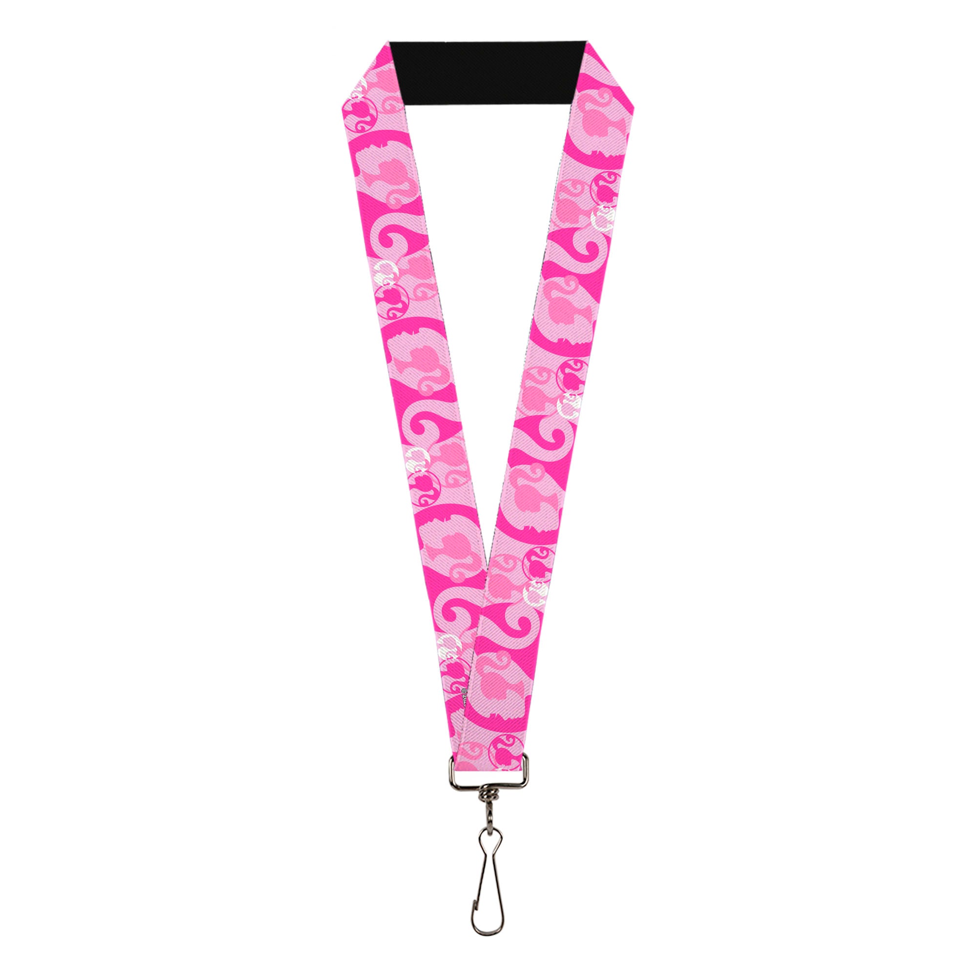 Lanyard - 1.0" - Barbie Ponytail Silhouette Icon Scattered Pinks Lanyards Barbie