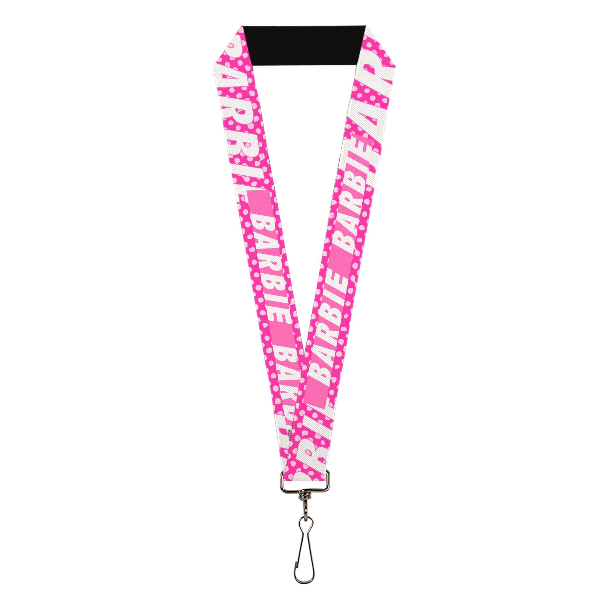 Lanyard - 1.0" - BARBIE Text and Polka Dots Pinks/White Lanyards Barbie