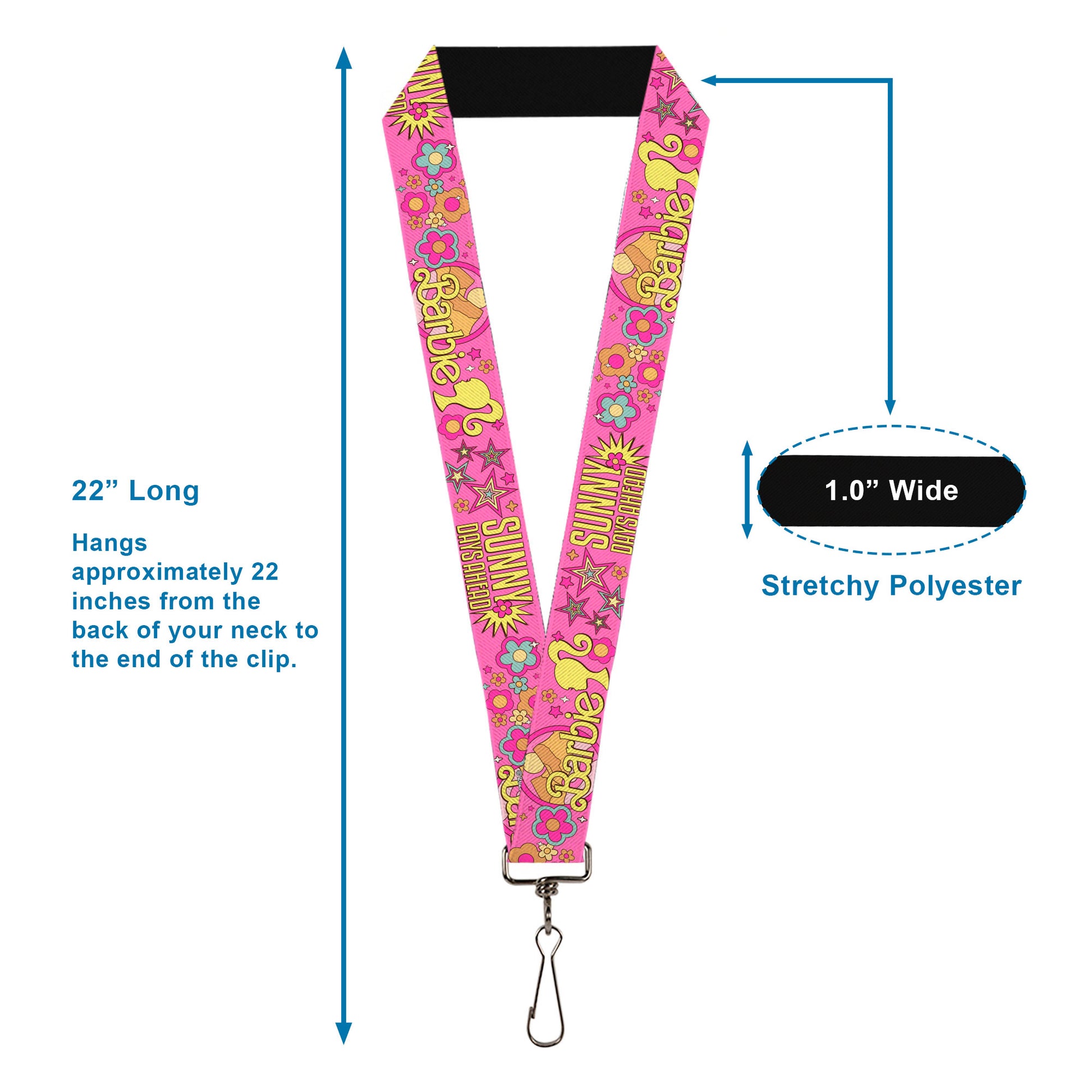 Lanyard - 1.0" - BARBIE SUNNY DAYS AHEAD Icons Collage Pink/Multi Color Lanyards Barbie