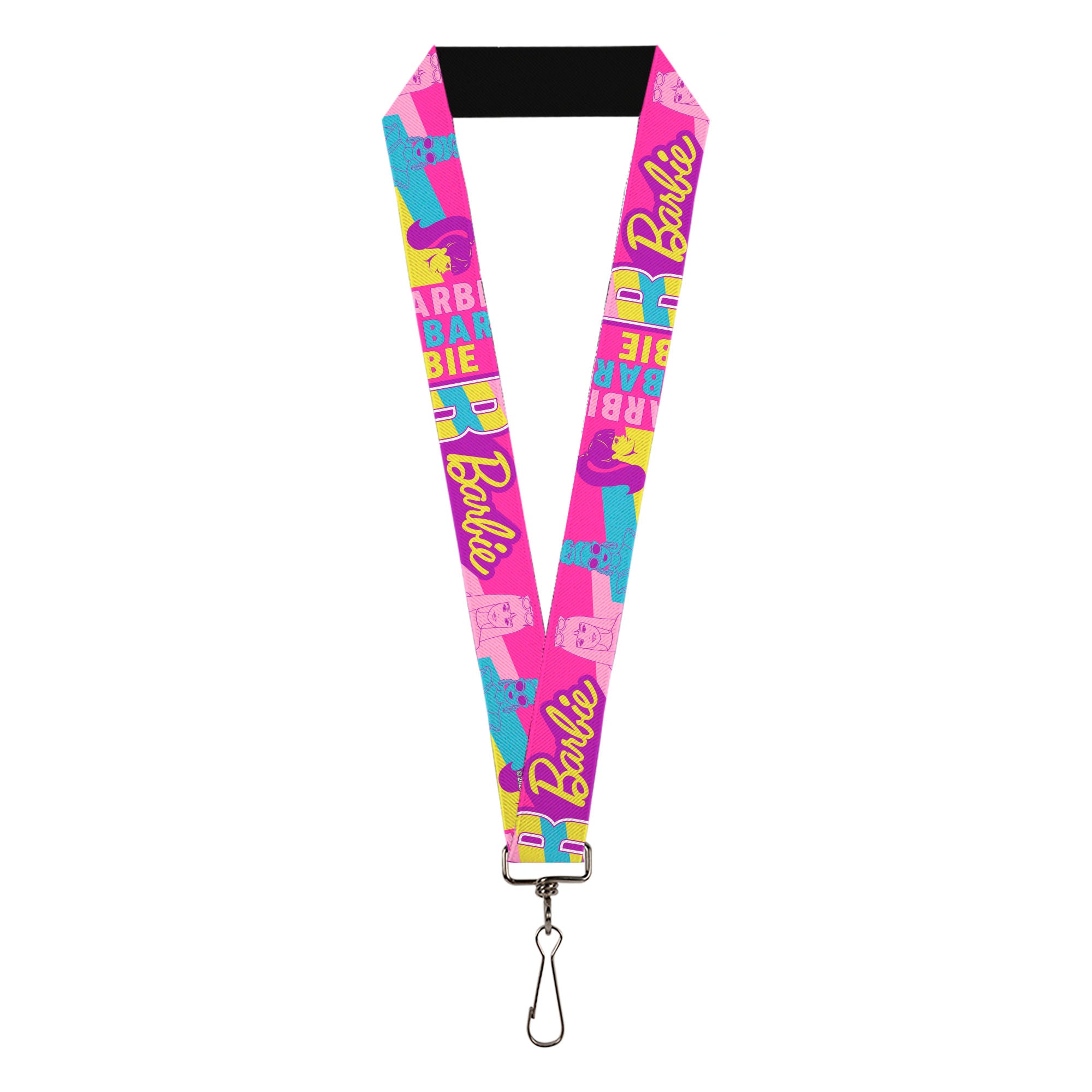 Lanyard - 1.0" - Barbie Text and Dolls Collage Pinks/Multi Color Lanyards Barbie