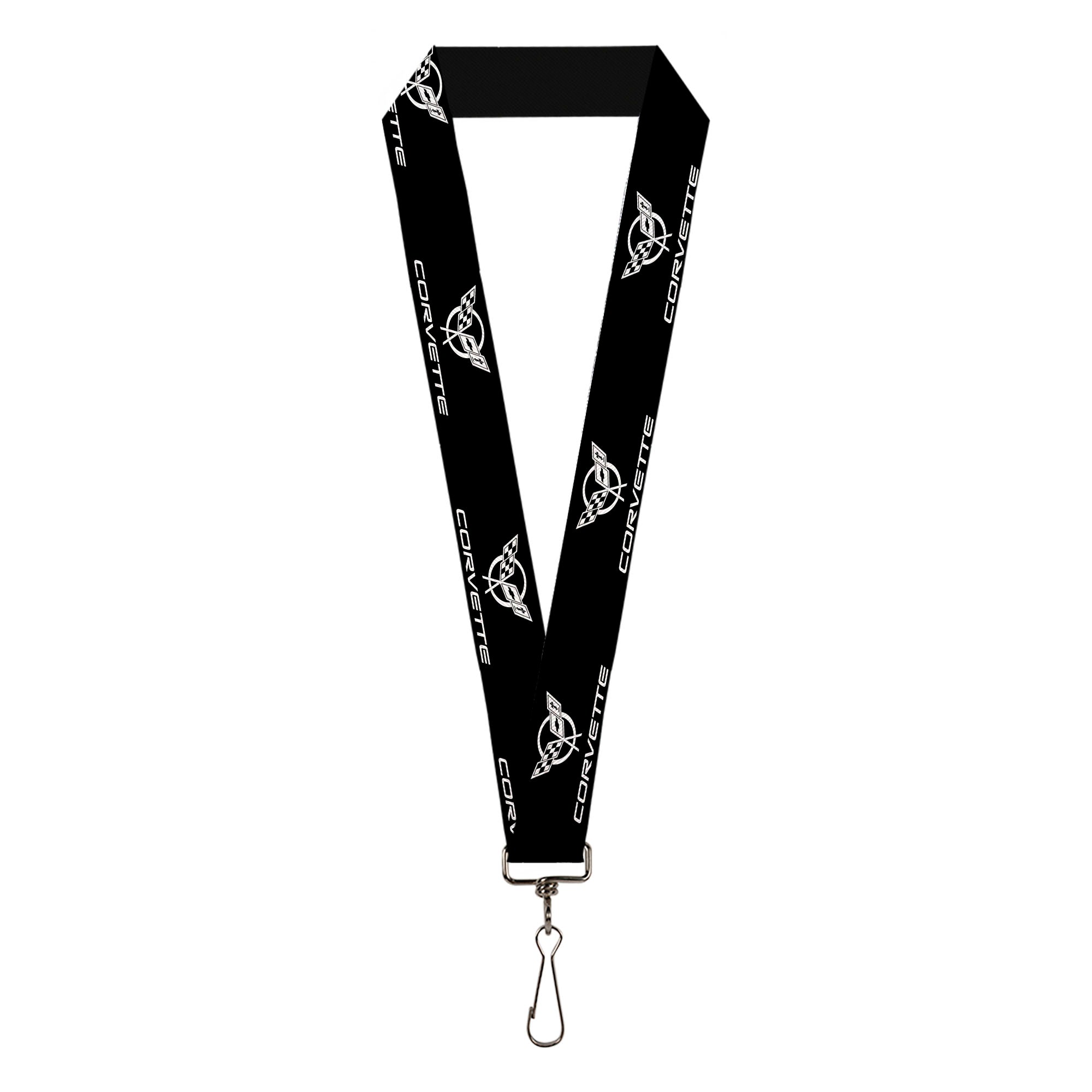 Lanyard - 1.0" - Corvette Black Silver REPEAT Lanyards GM General Motors