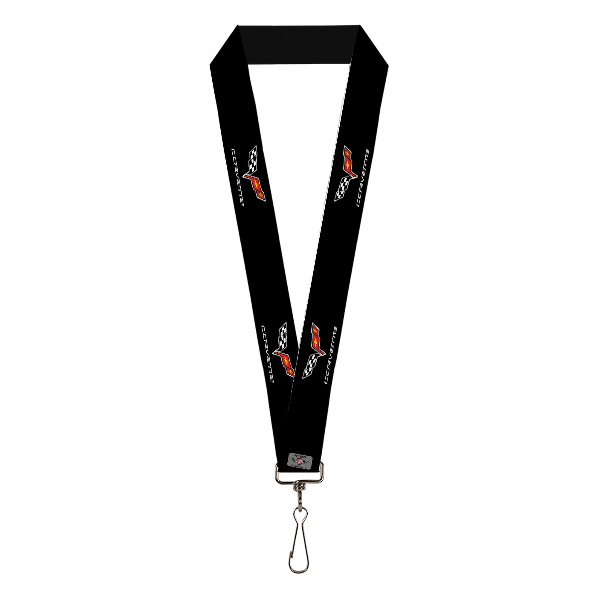 Lanyard - 1.0" - C6 Logo REPEAT Black Lanyards GM General Motors