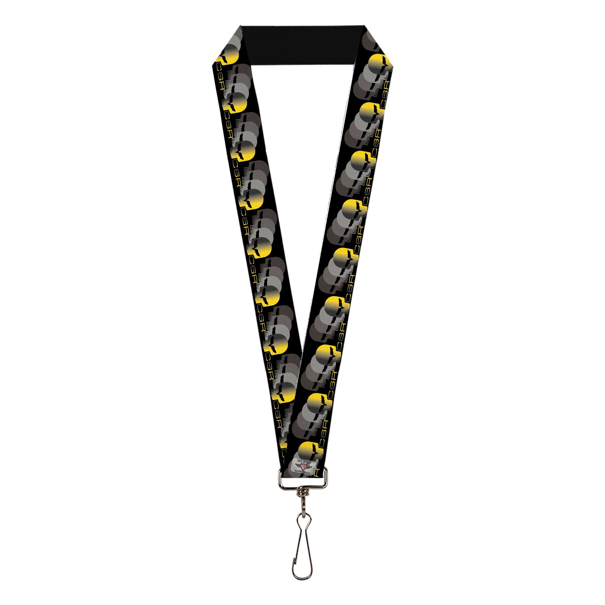 Lanyard - 1.0" - C6 Racing w Skull Repeat Black Yellow Silver Lanyards GM General Motors