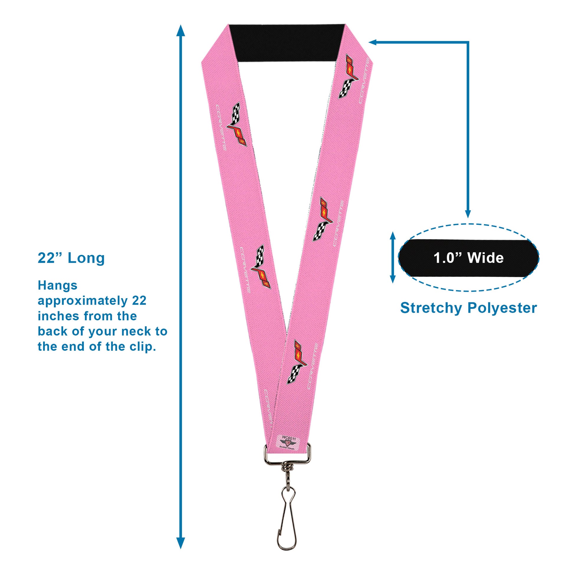 Lanyard - 1.0" - C6 Logo Pink Silver Lanyards GM General Motors