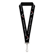 Lanyard - 1.0" - CORVETTE C7 Logo Black Silver Red Lanyards GM General Motors