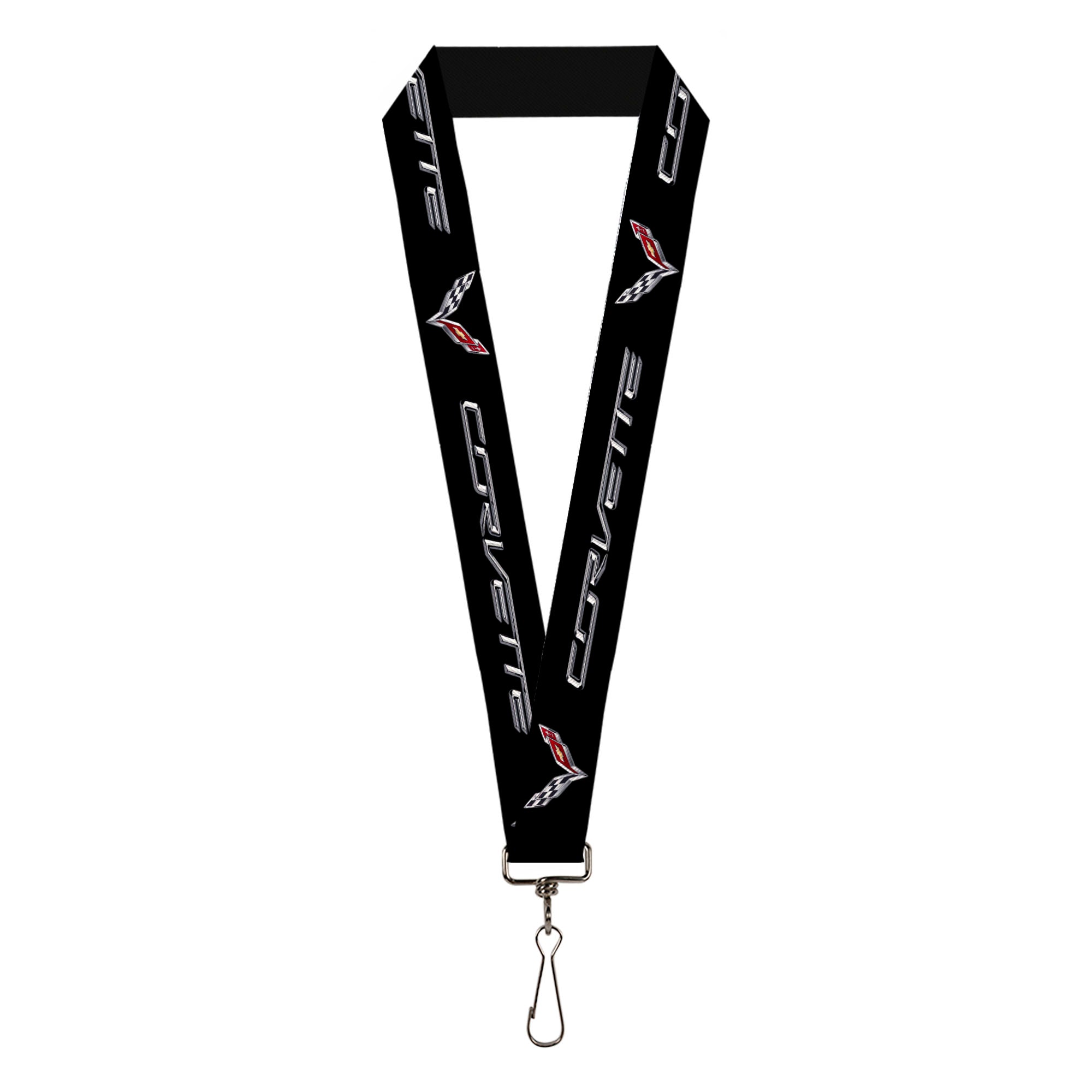 Lanyard - 1.0" - CORVETTE C7 Logo Black Silver Red Lanyards GM General Motors