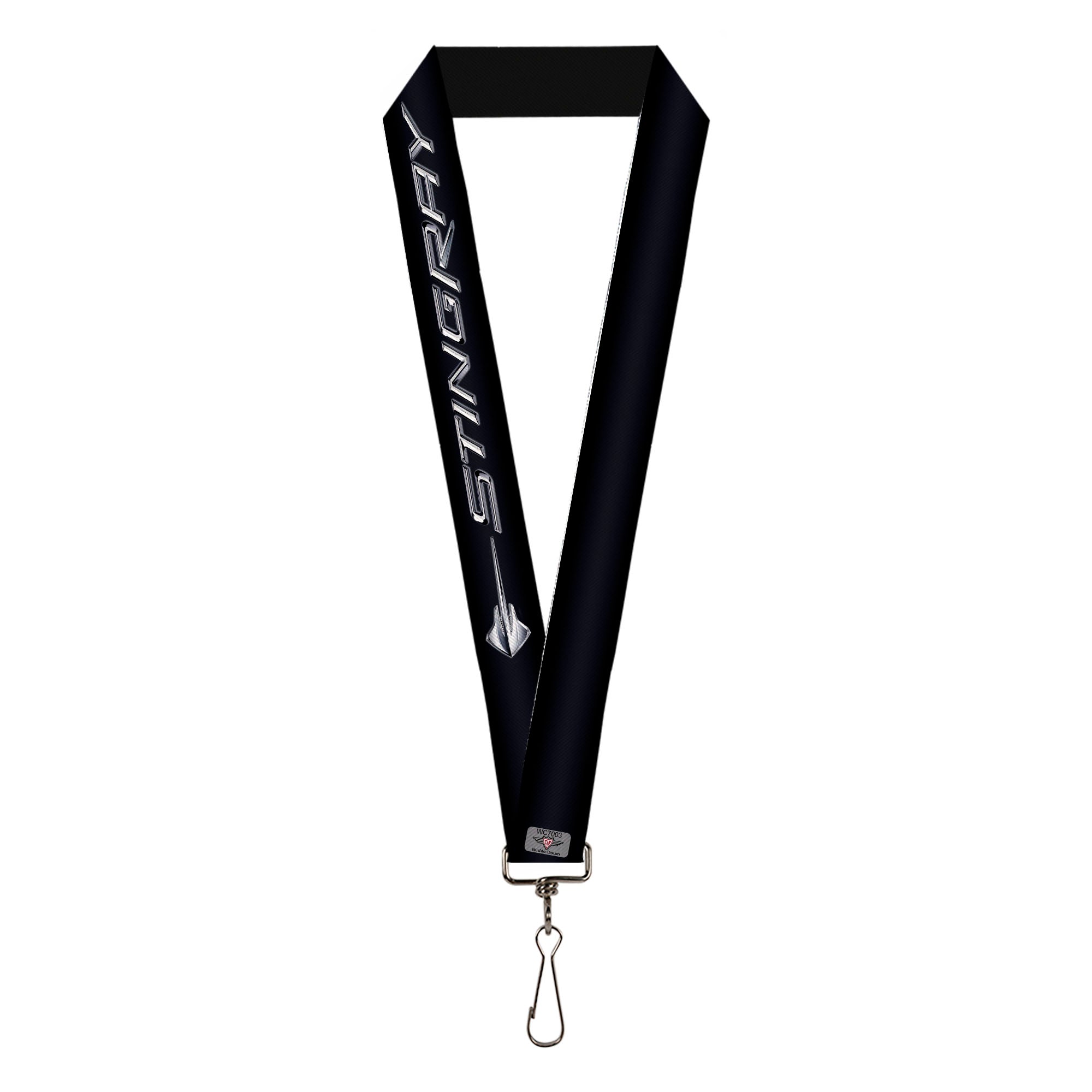 Lanyard - 1.0" - C7 STINGRAY Logo Black Silver Lanyards GM General Motors
