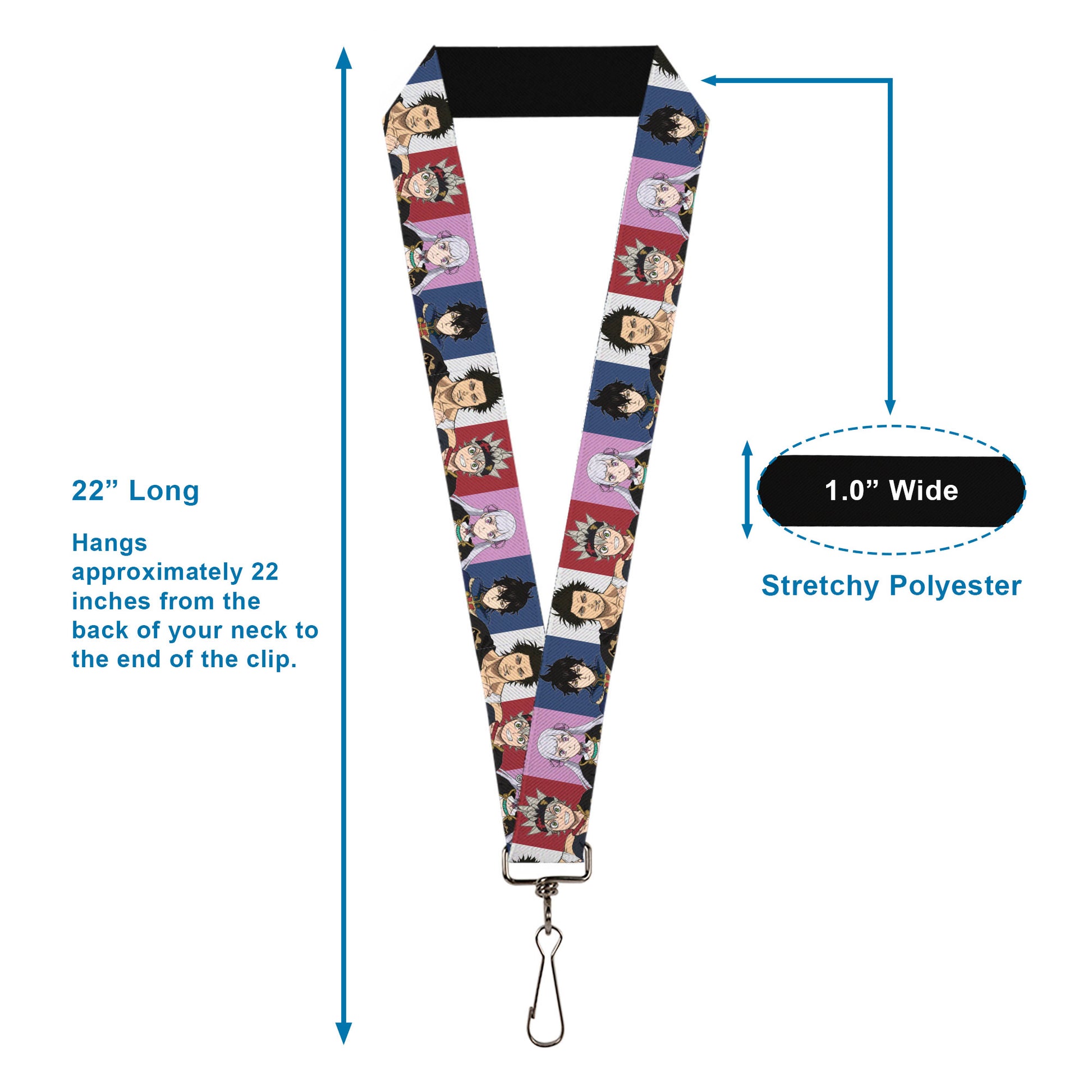 Lanyard - 1.0" - Black Clover Four Character Pose Blocks Multi Color Lanyards Black Clover