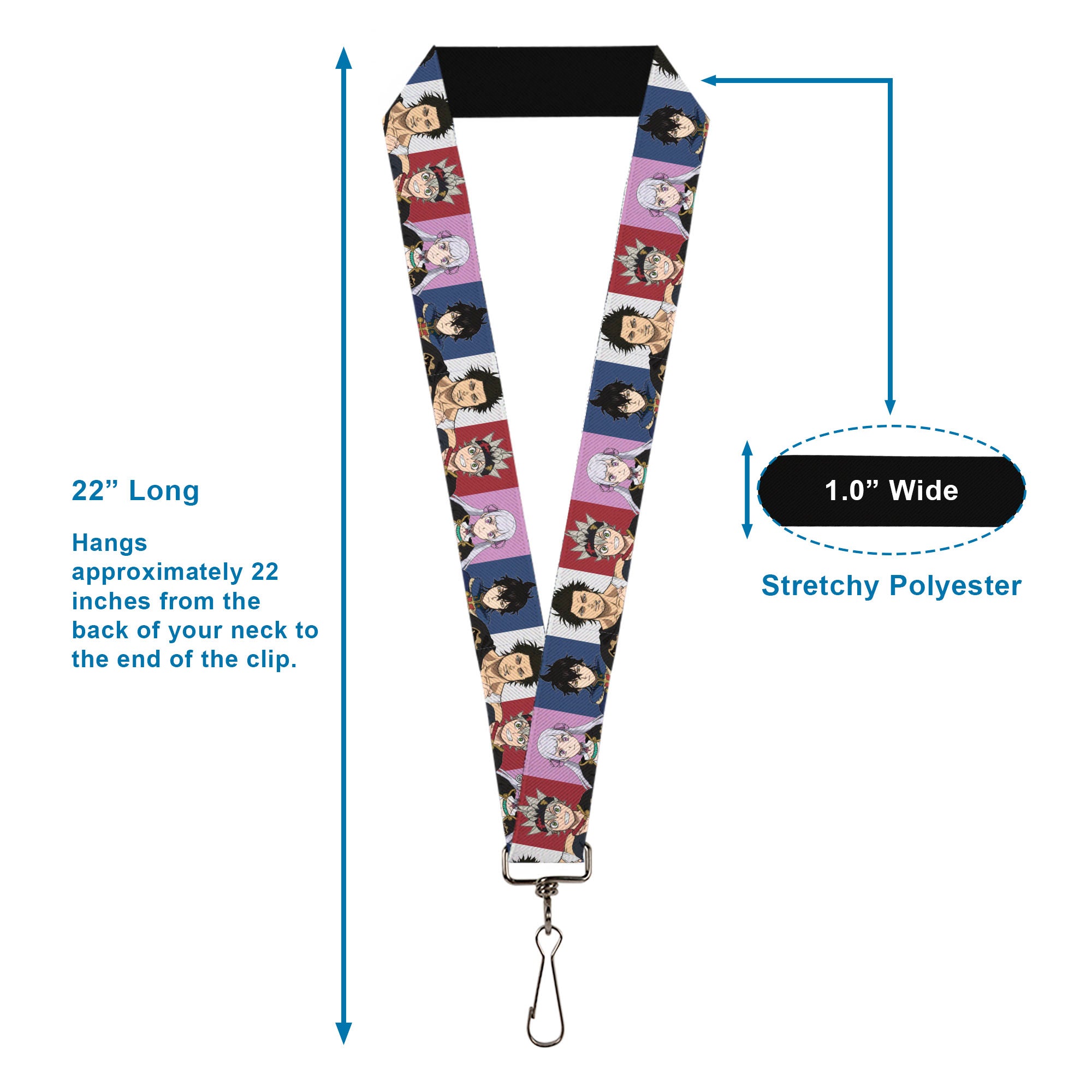 Lanyard - 1.0" - Black Clover Four Character Pose Blocks Multi Color Lanyards Black Clover