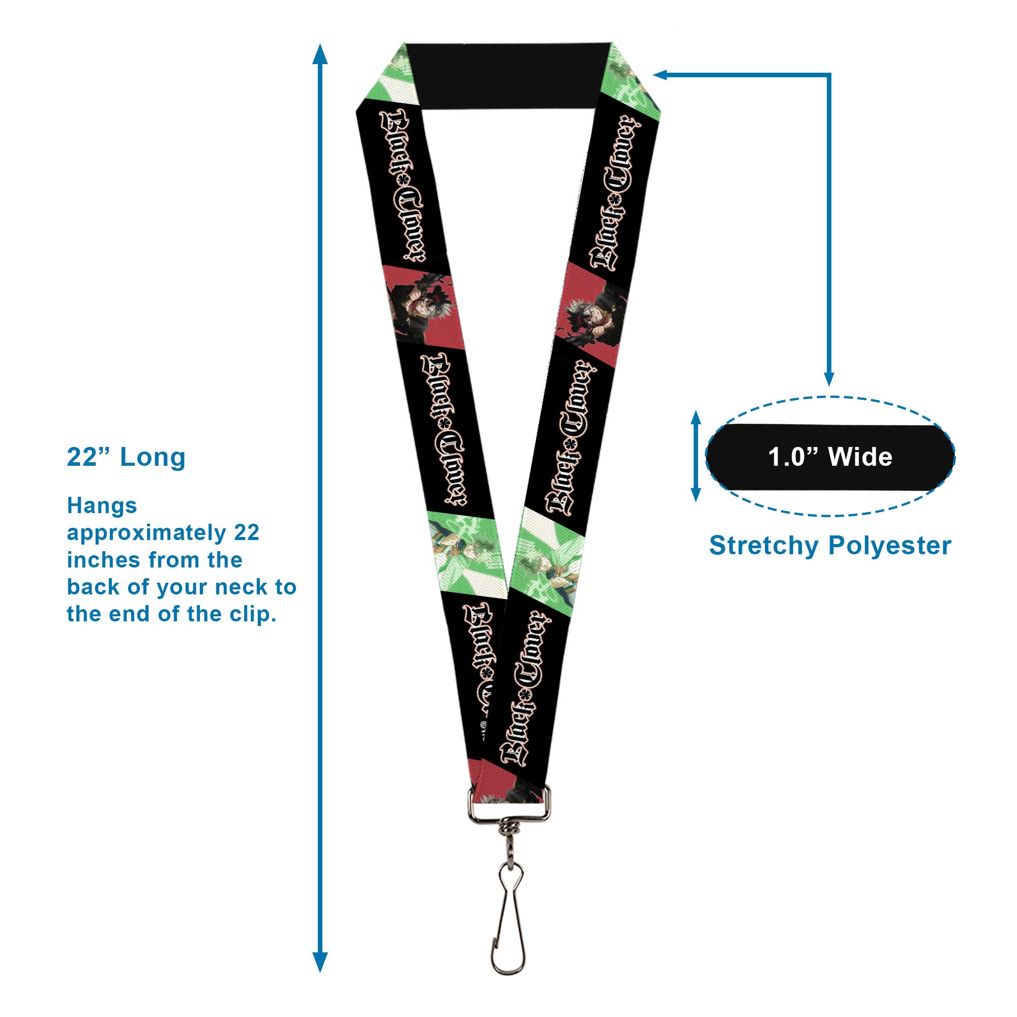 Lanyard - 1.0" - BLACK CLOVER Asta and Yuno Pose Blocks with Title Logo Black Lanyards Black Clover