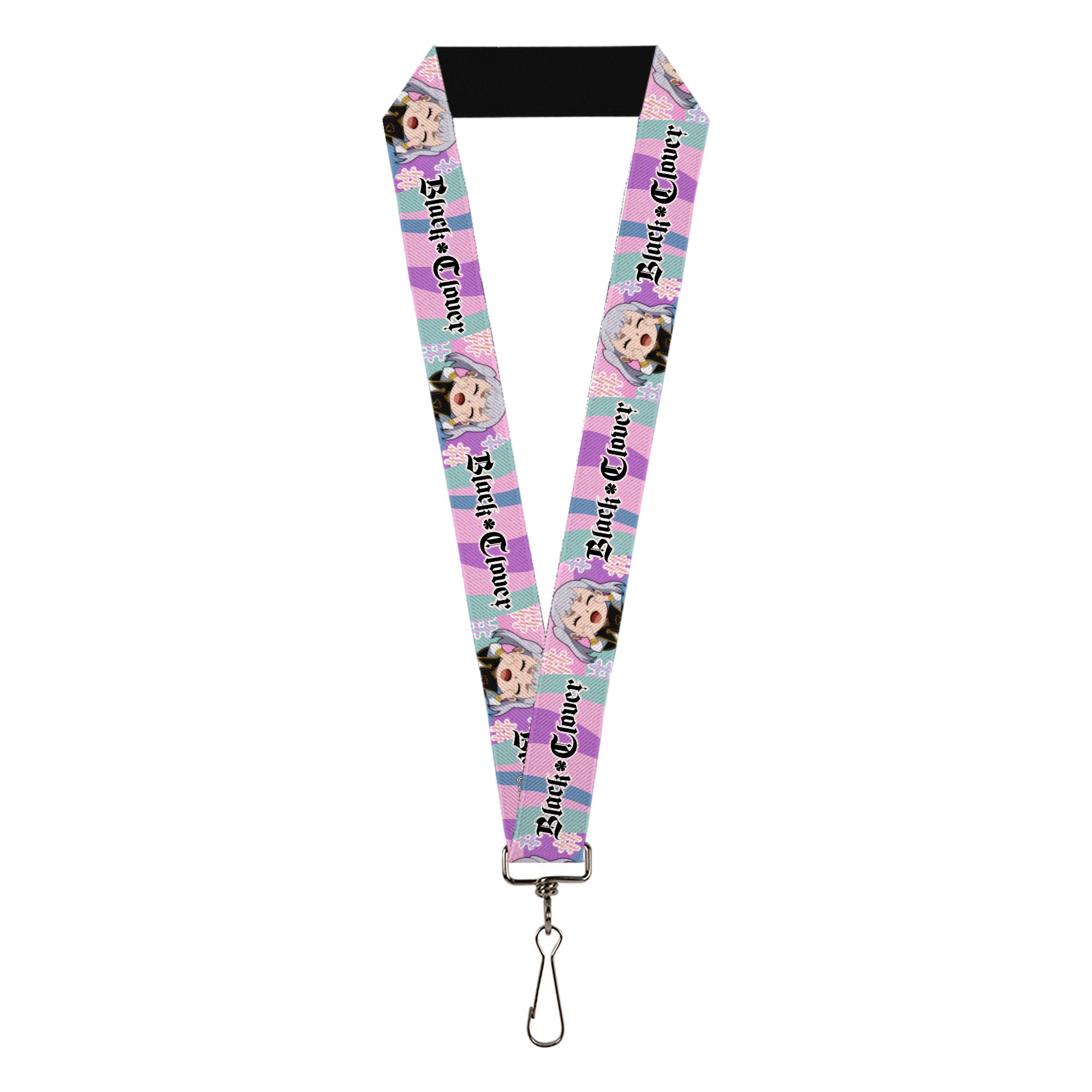 Lanyard - 1.0" - BLACK CLOVER Chibi Noelle Hash Tag Pose and Title Logo Multi Color Lanyards Black Clover