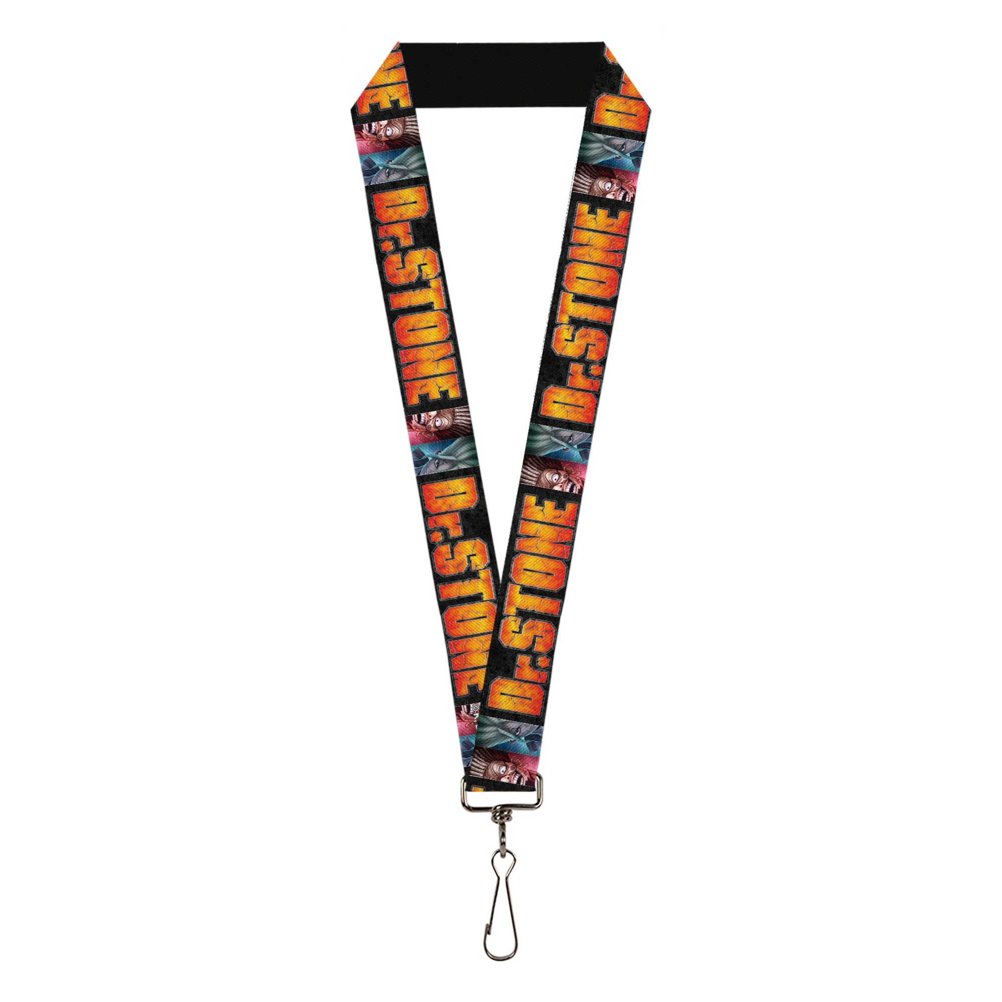 Lanyard - 1.0" - DR. STONE Title Logo and Ibarra Senku Split Pose Black Lanyards Dr. Stone