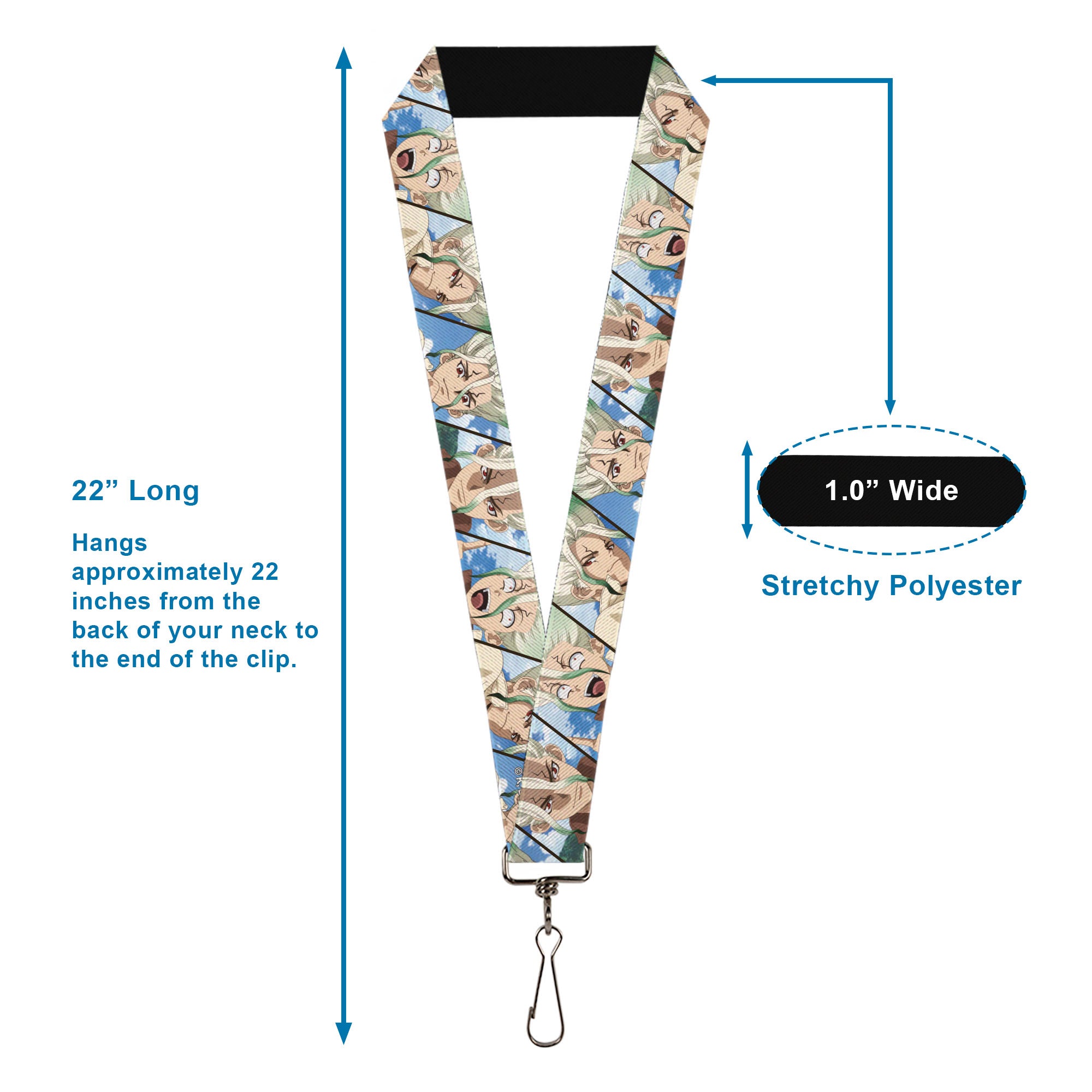 Lanyard - 1.0" - Dr. Stone Senku Ishigami Expression Blocks Blues Lanyards Dr. Stone