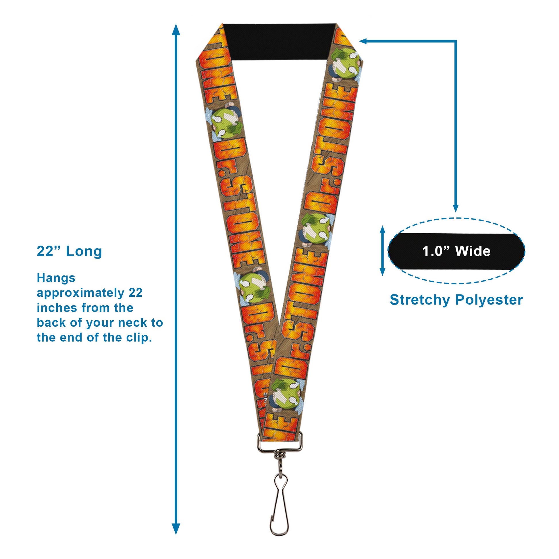 Lanyard - 1.0" - DR. STONE Title Logo and Suika Crying Pose Browns Lanyards Dr. Stone