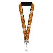 Lanyard - 1.0" - DR. STONE Title Logo and Gen Asagiri Expression Orange Lanyards Dr. Stone