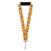 Lanyard - 1.0" - Fruits Basket Chibi Kyo Soma Face and Kimono Cat Icon Orange/White Lanyards Fruits Basket