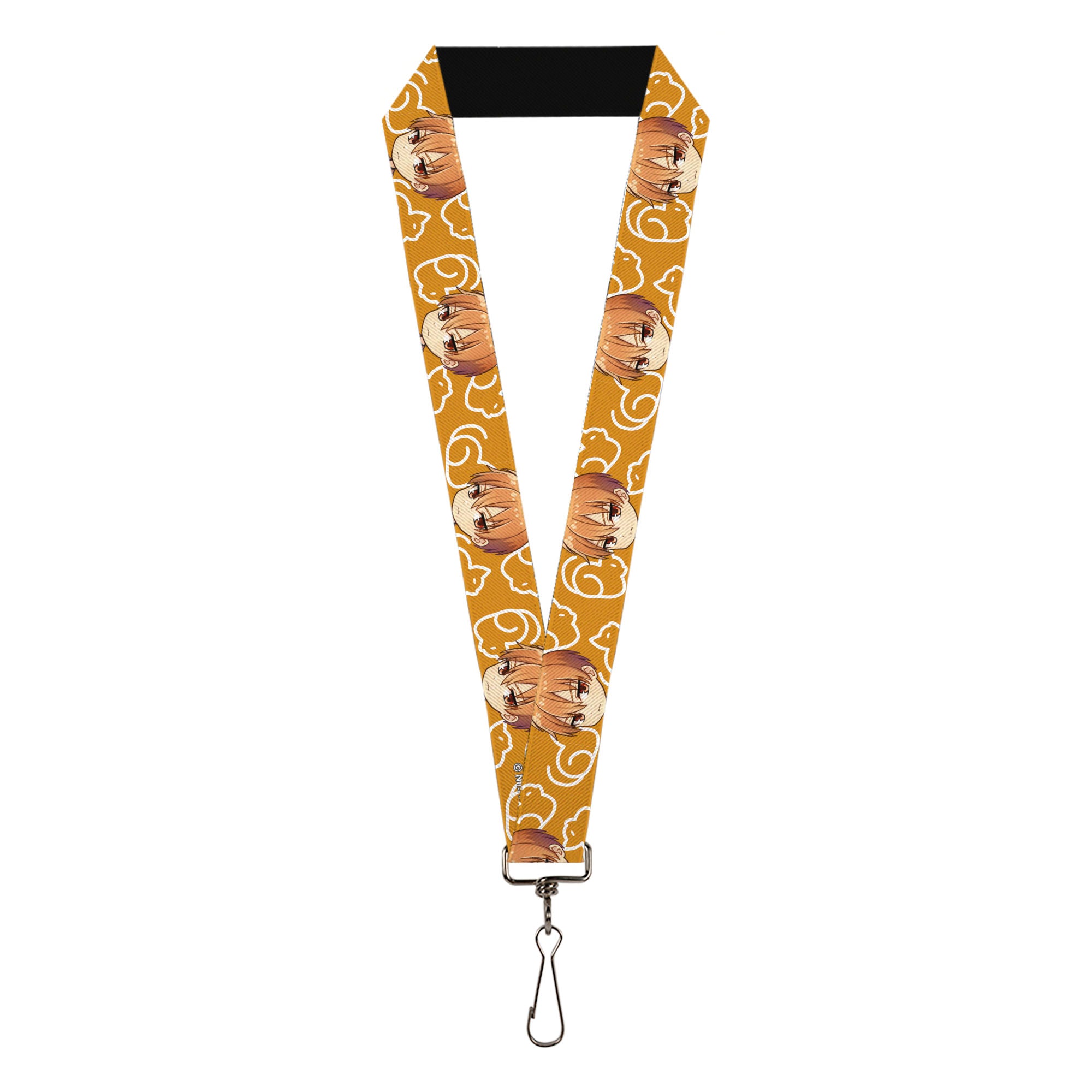 Lanyard - 1.0" - Fruits Basket Chibi Kyo Soma Face and Kimono Cat Icon Orange/White Lanyards Fruits Basket