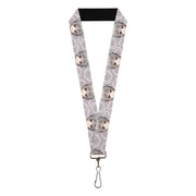 Lanyard - 1.0" - Fruits Basket Chibi Yuki Soma Face and Kimono Rat Icon Gray/White Lanyards Fruits Basket