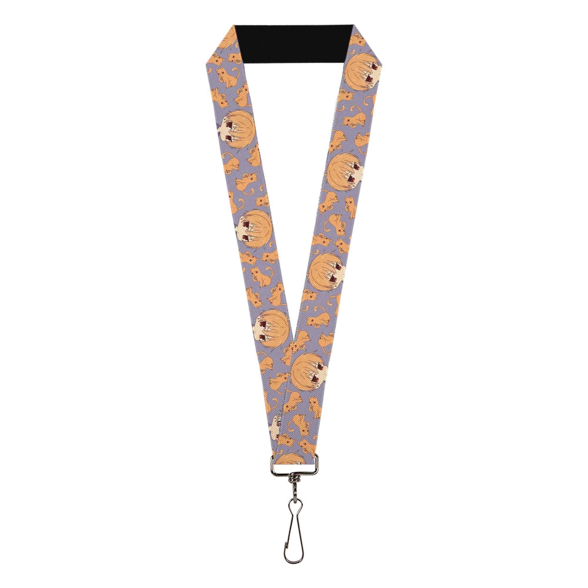 Lanyard - 1.0" - Fruits Basket Chibi Kyo Soma and Cat Scattered Blue/Orange Lanyards Fruits Basket