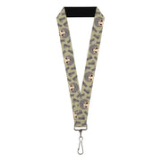Lanyard - 1.0" - Fruits Basket Chibi Shigure Soma and Dog Scattered Olive/Gray Lanyards Fruits Basket