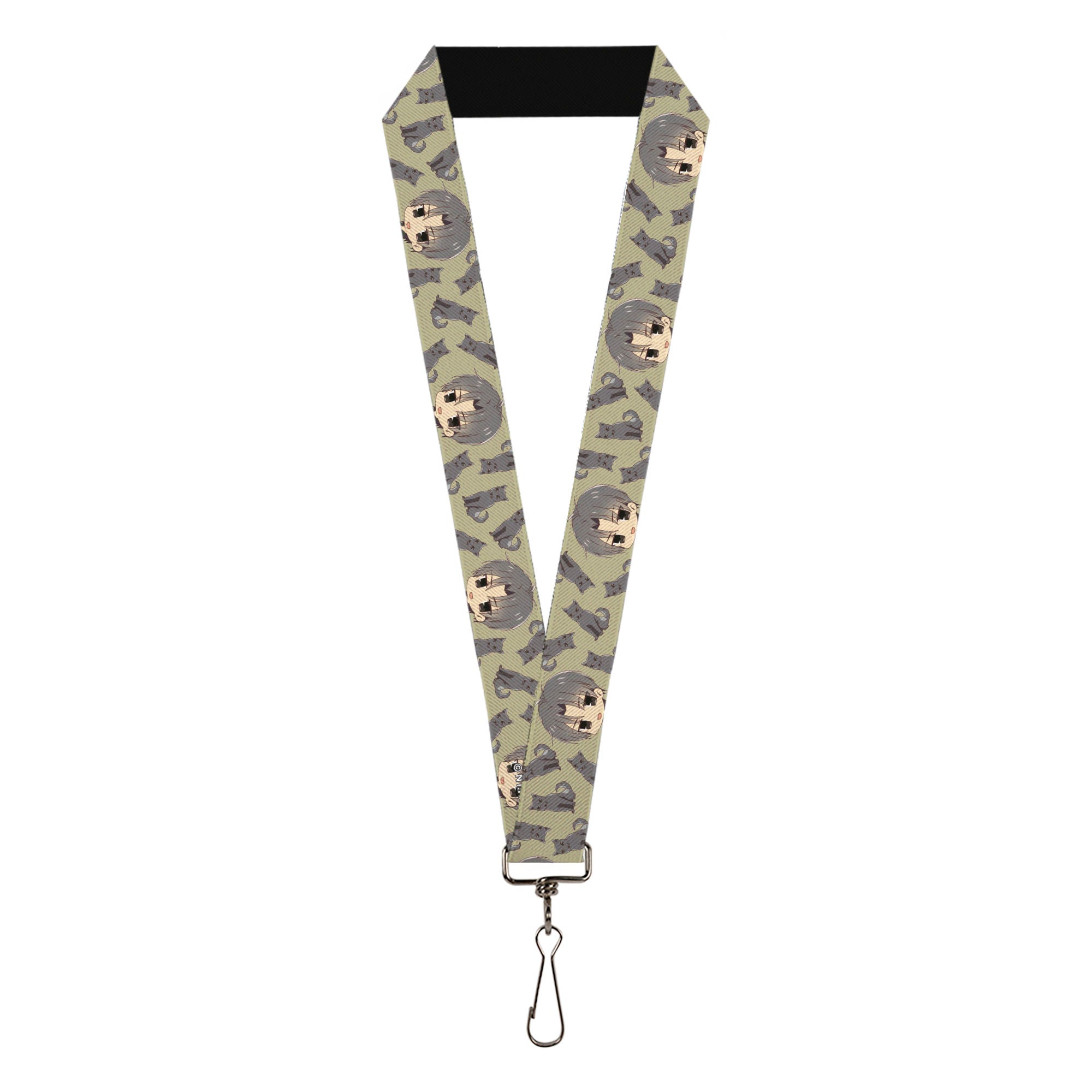 Lanyard - 1.0" - Fruits Basket Chibi Shigure Soma and Dog Scattered Olive/Gray Lanyards Fruits Basket