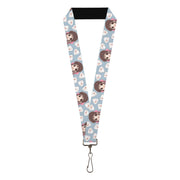 Lanyard - 1.0" - Fruits Basket Chibi Tohru Honda and Rice Ball Scattered Light Blue Lanyards Fruits Basket