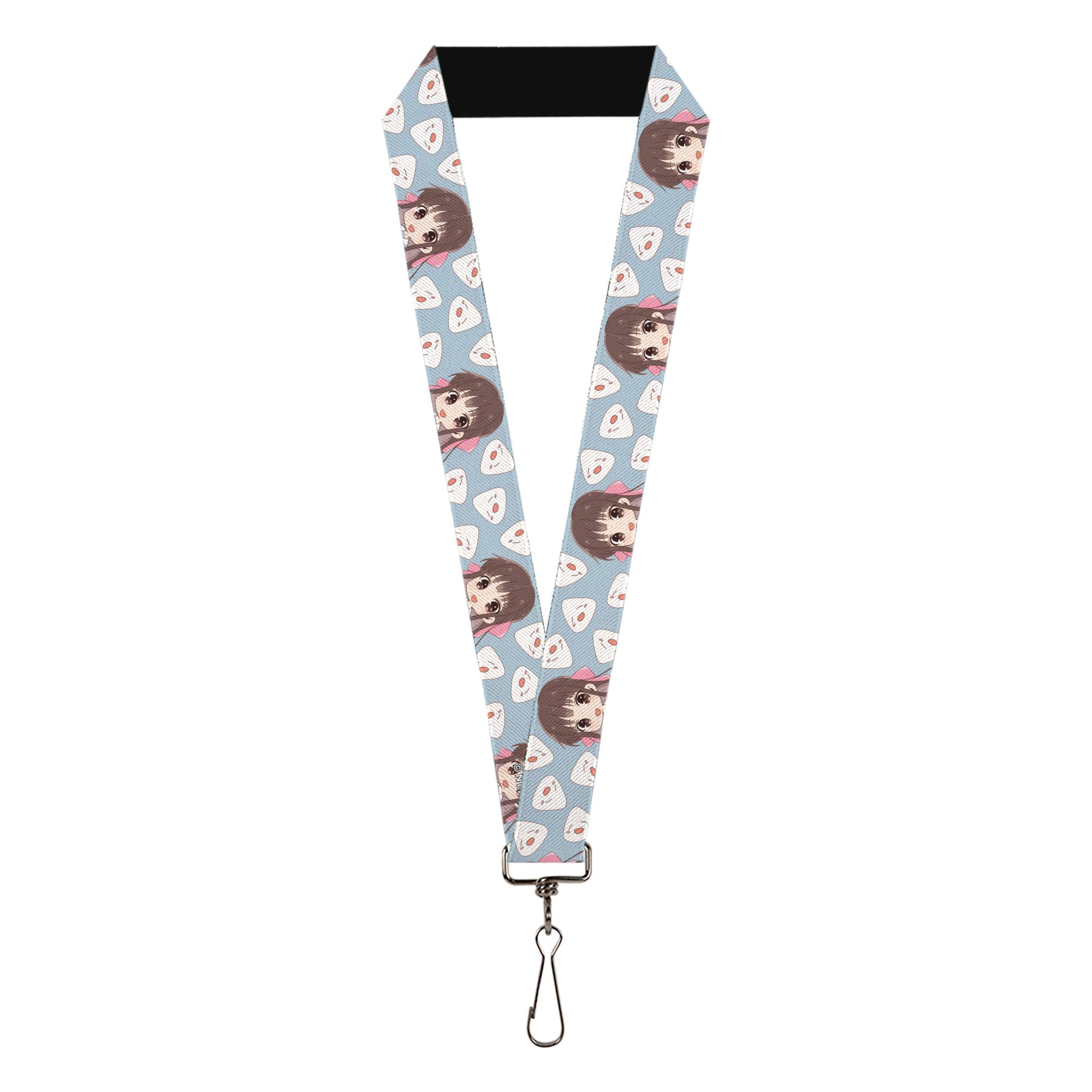 Lanyard - 1.0" - Fruits Basket Chibi Tohru Honda and Rice Ball Scattered Light Blue Lanyards Fruits Basket