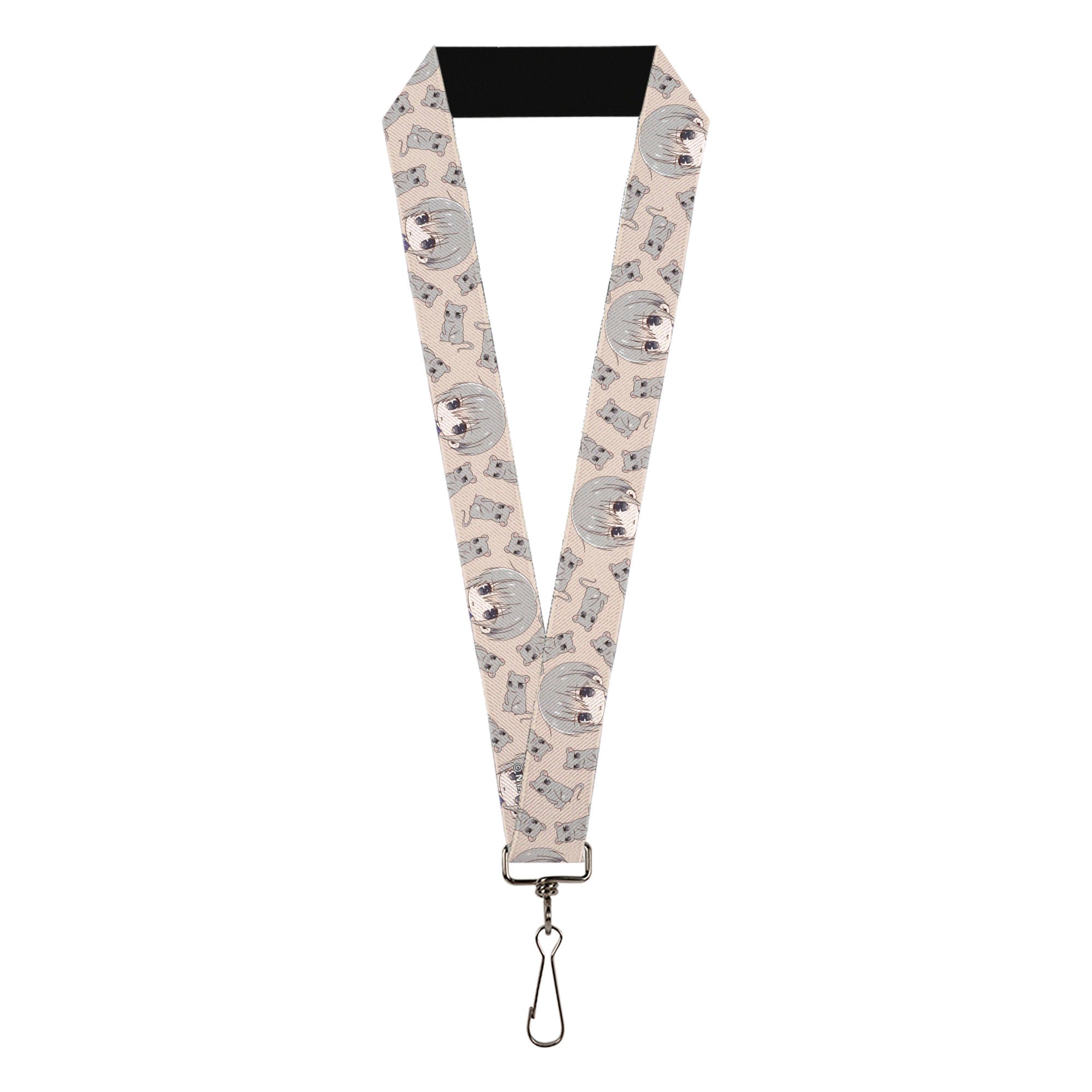 Lanyard - 1.0" - Fruits Basket Chibi Yuki Soma and Rat Scattered Beige/Gray Lanyards Fruits Basket
