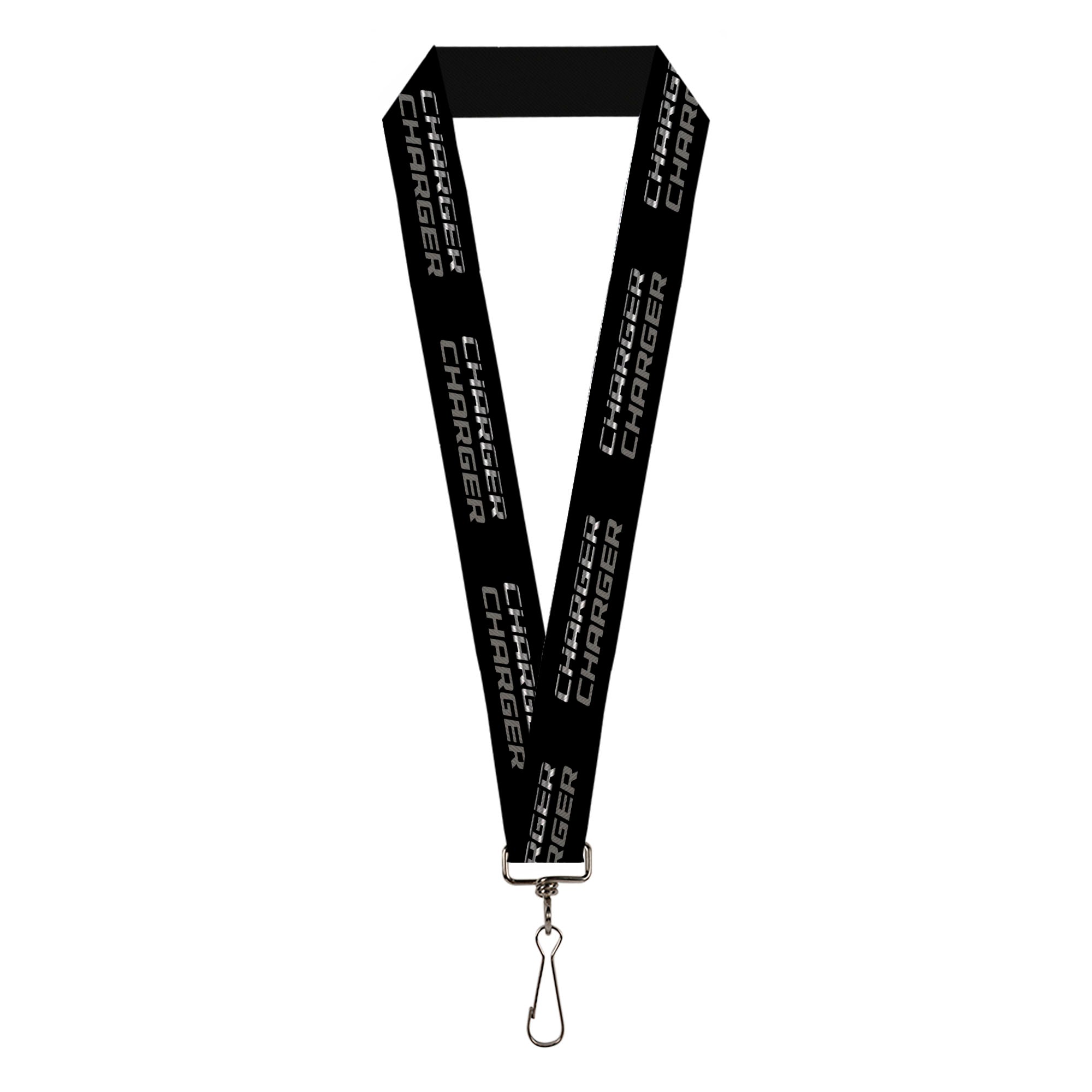 Lanyard - 1.0" - CHARGER Double Repeat Black Gray Lanyards Dodge