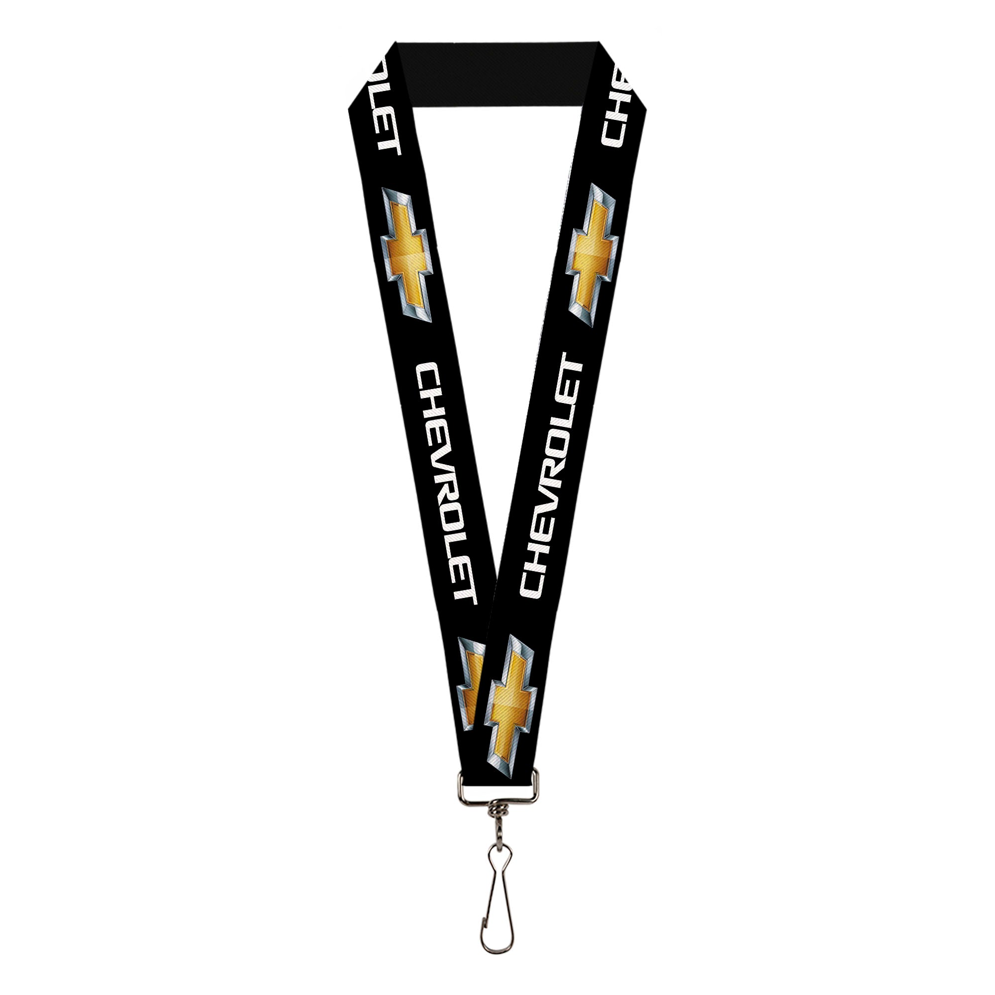 Lanyard - 1.0" - CHEVROLET Bowtie Black Gold White REPEAT Lanyards GM General Motors