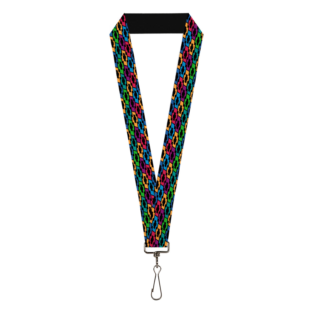 Lanyard - 1.0" - Chevy Bowties 5-Row Black Multi Color Lanyards GM General Motors