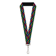 Lanyard - 1.0" - Chevy Bowties 5-Row Black Multi Color Lanyards GM General Motors