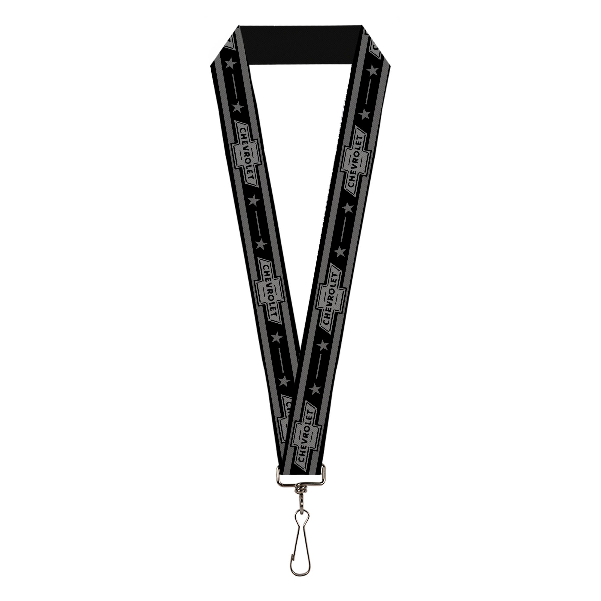 Lanyard - 1.0" - Vintage CHEVROLET 1934 Bowtie Logo Stars Stripe Black Grays Lanyards GM General Motors