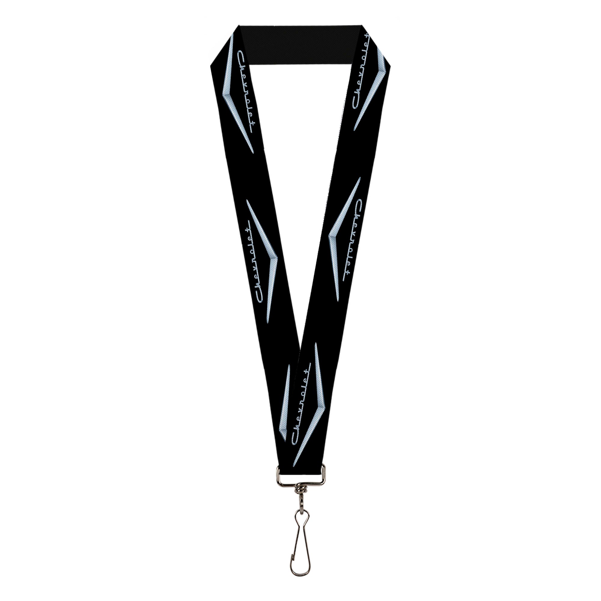 Lanyard - 1.0" - 1955-57 CHEVROLET V Emblem Black Silver Lanyards GM General Motors